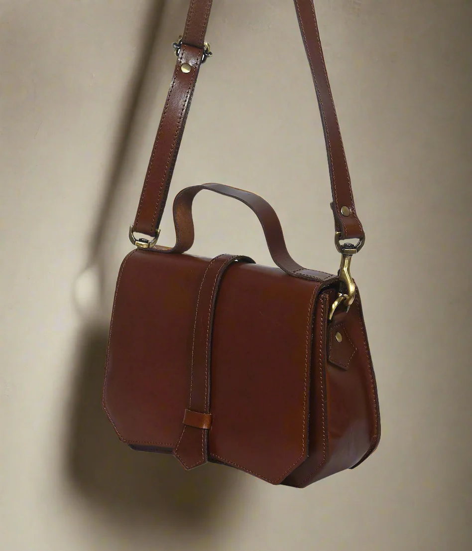 Premium Leather Mini Satchel Sling Crossbody Bag - Image 5