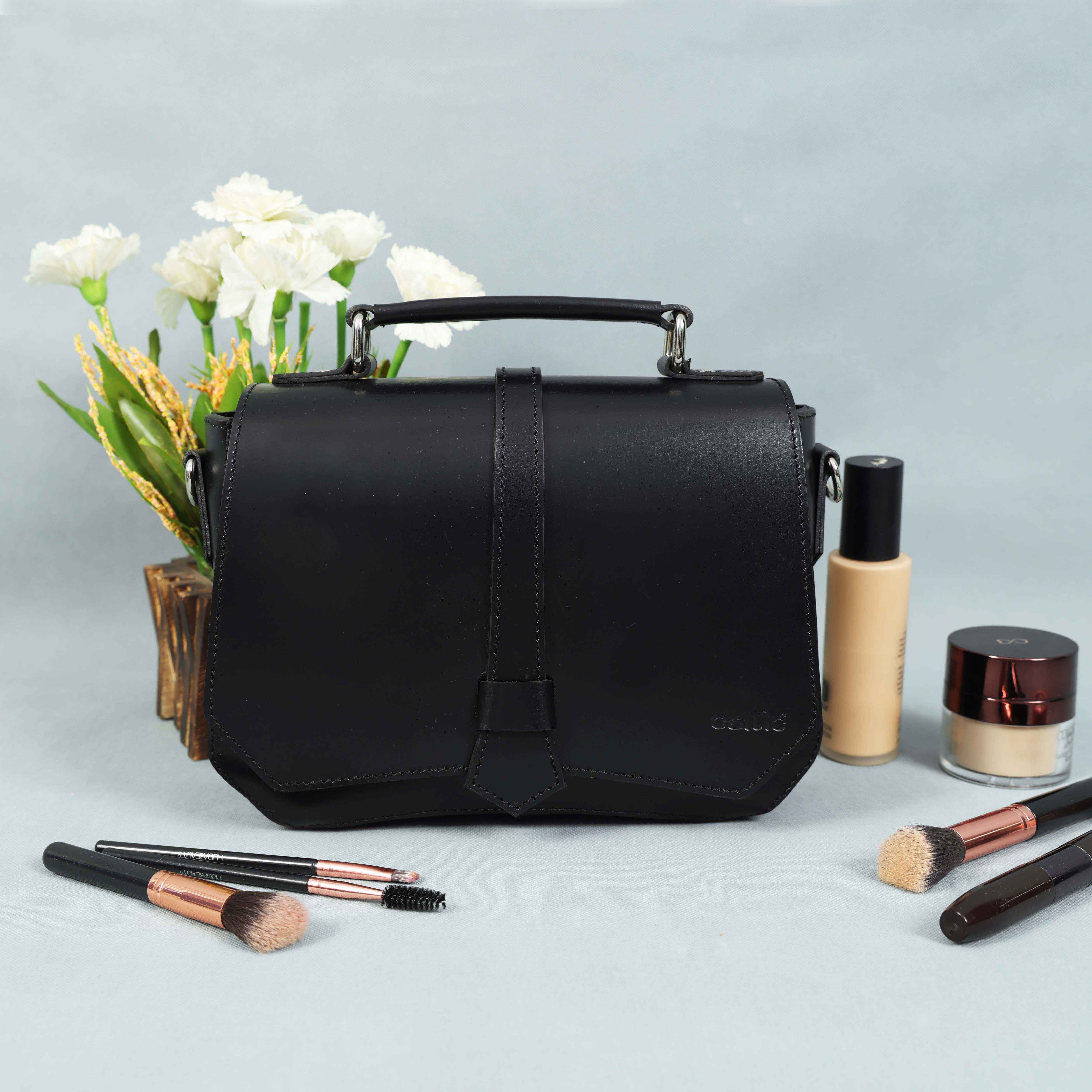 Premium Leather Mini Satchel Sling Crossbody Bag - Image 8
