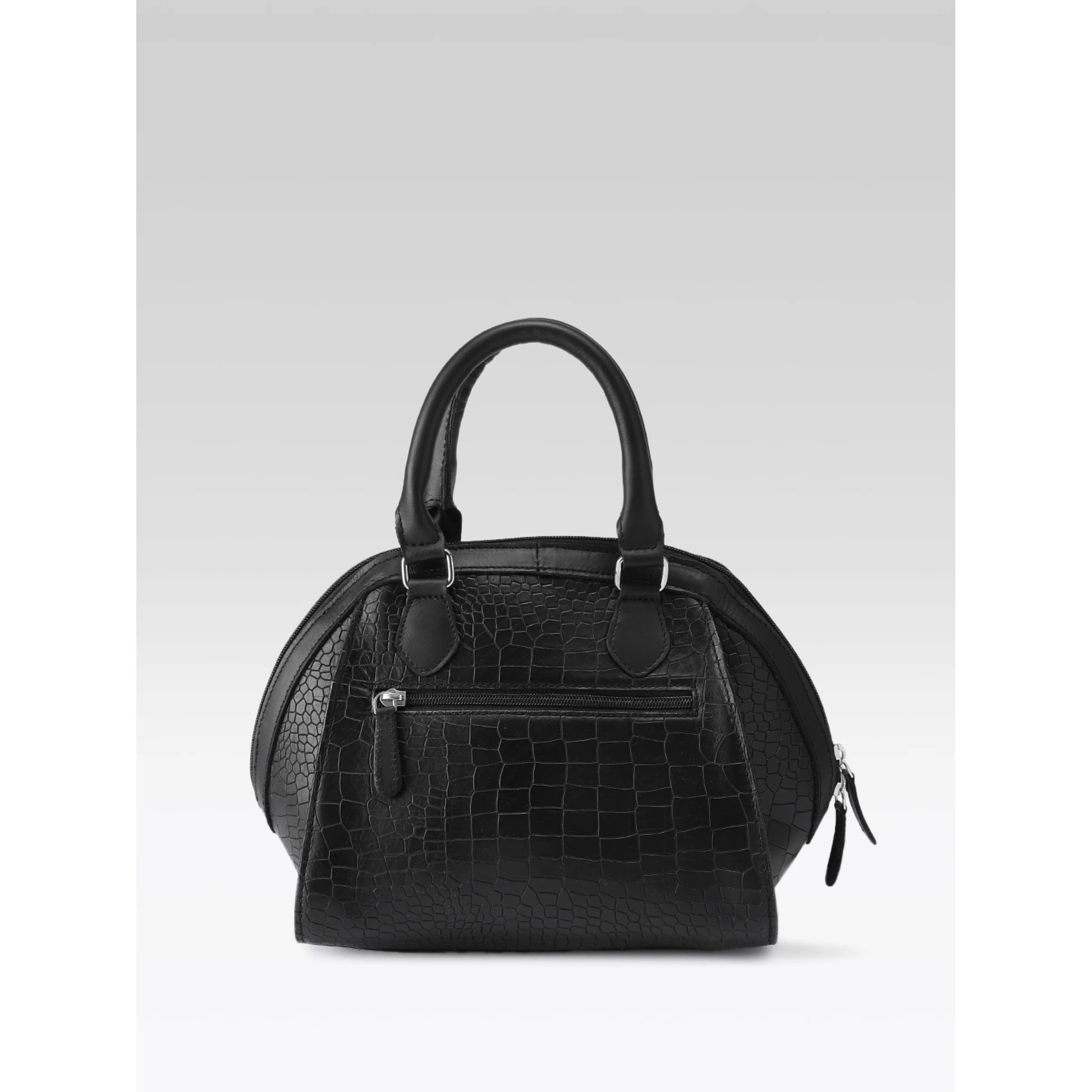 Premium Genuine Textured Leather  Satchel Handbag with Dual Handles, Detachable Strap & Zip Pockets - Image 18