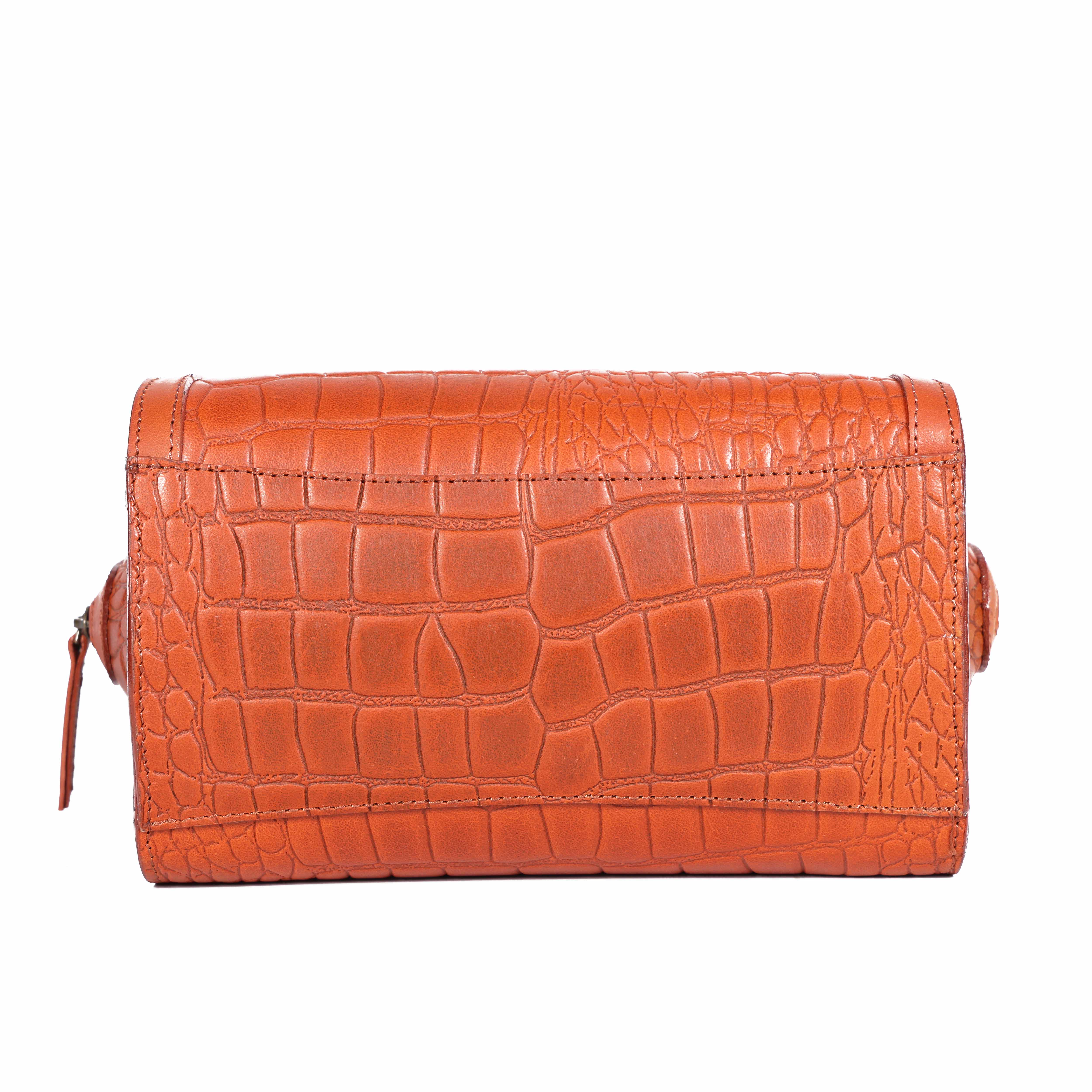Premium Genuine Textured Leather  Satchel Handbag with Dual Handles, Detachable Strap & Zip Pockets - Image 9