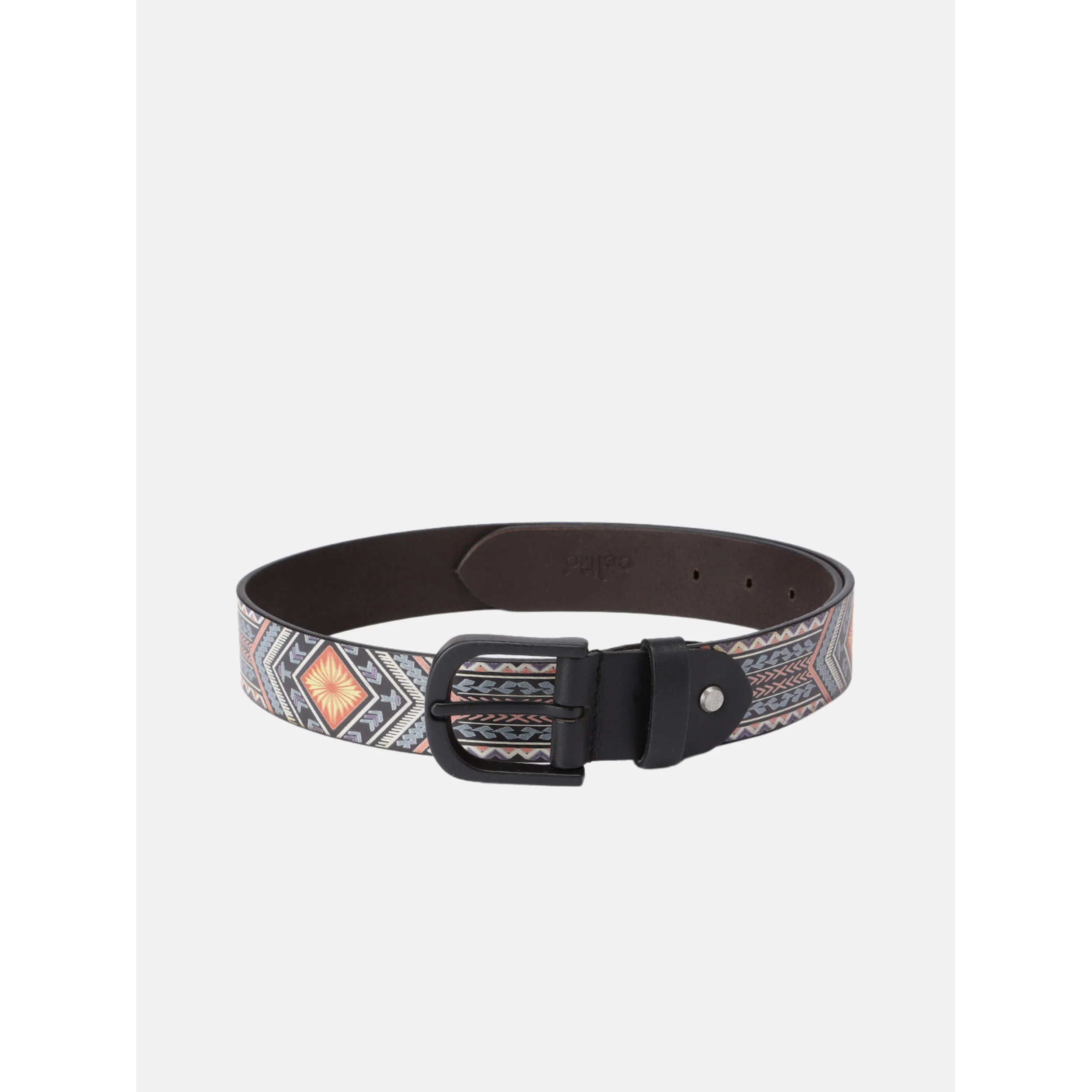 Men Genuine Leather Tribal Geometric Multicolor Waist Accessory Matte Buckle - Image 2