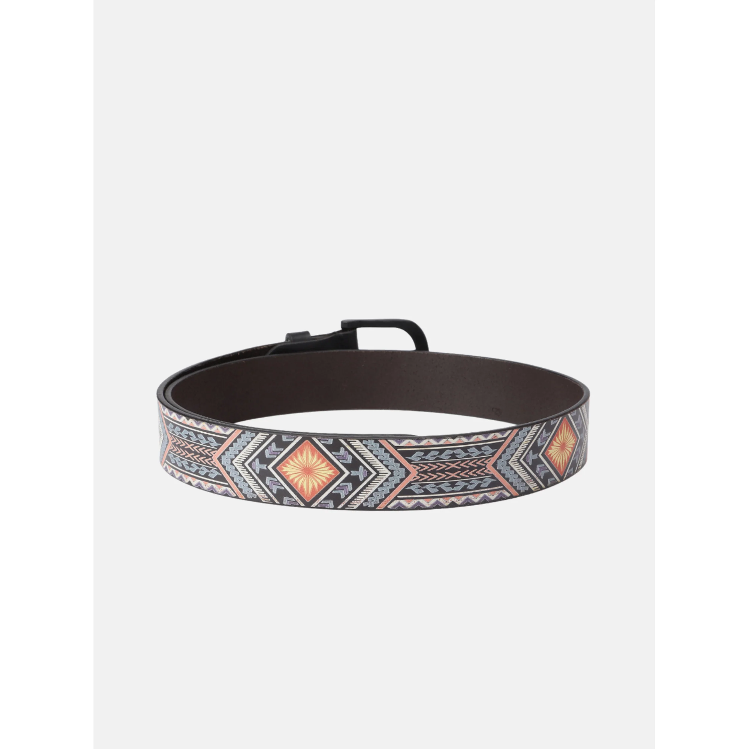 Men Genuine Leather Tribal Geometric Multicolor Waist Accessory Matte Buckle - Image 3