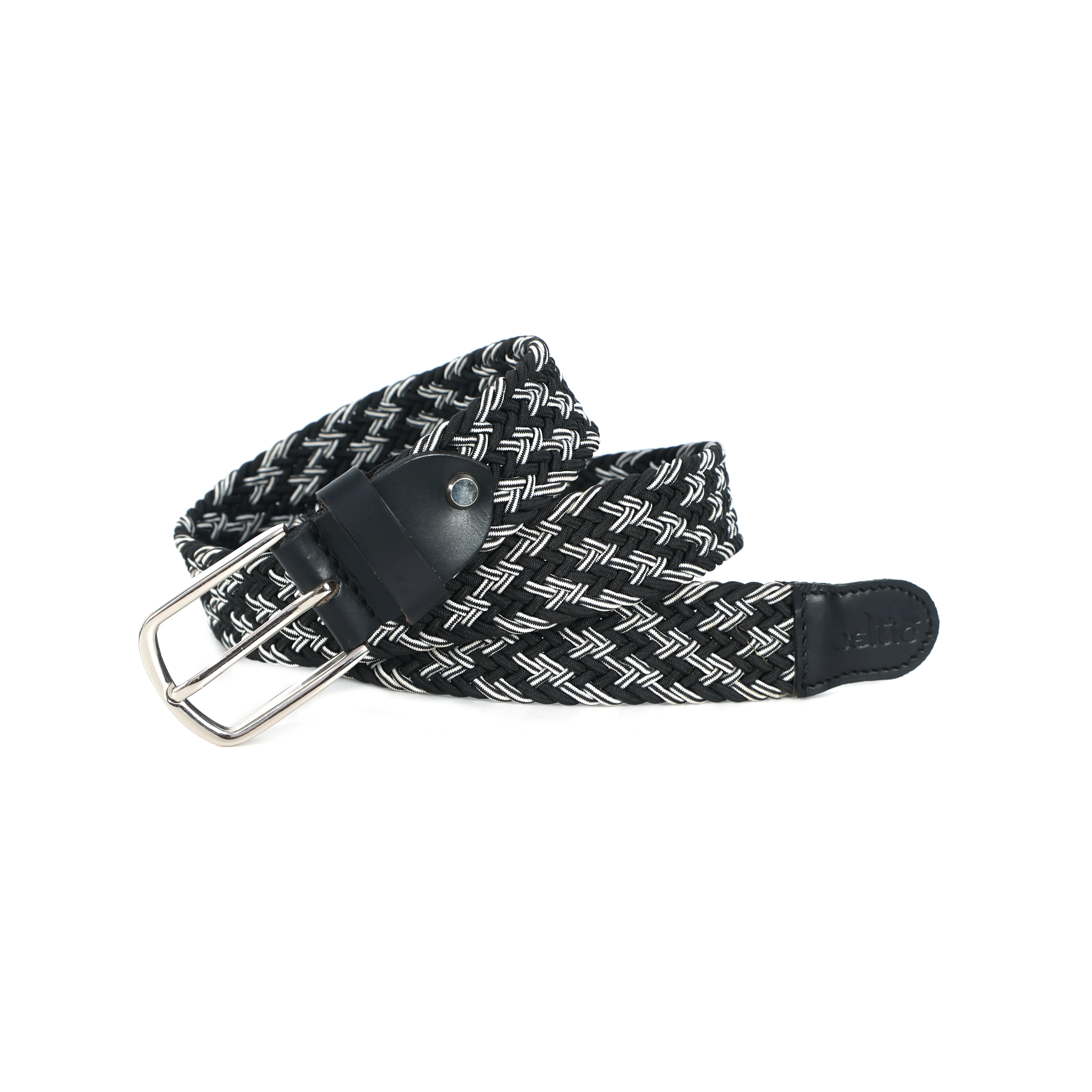 Handwoven Elastic Braided Belt With Leather Ends Adjustable Casual Wear Accessory - Image 3