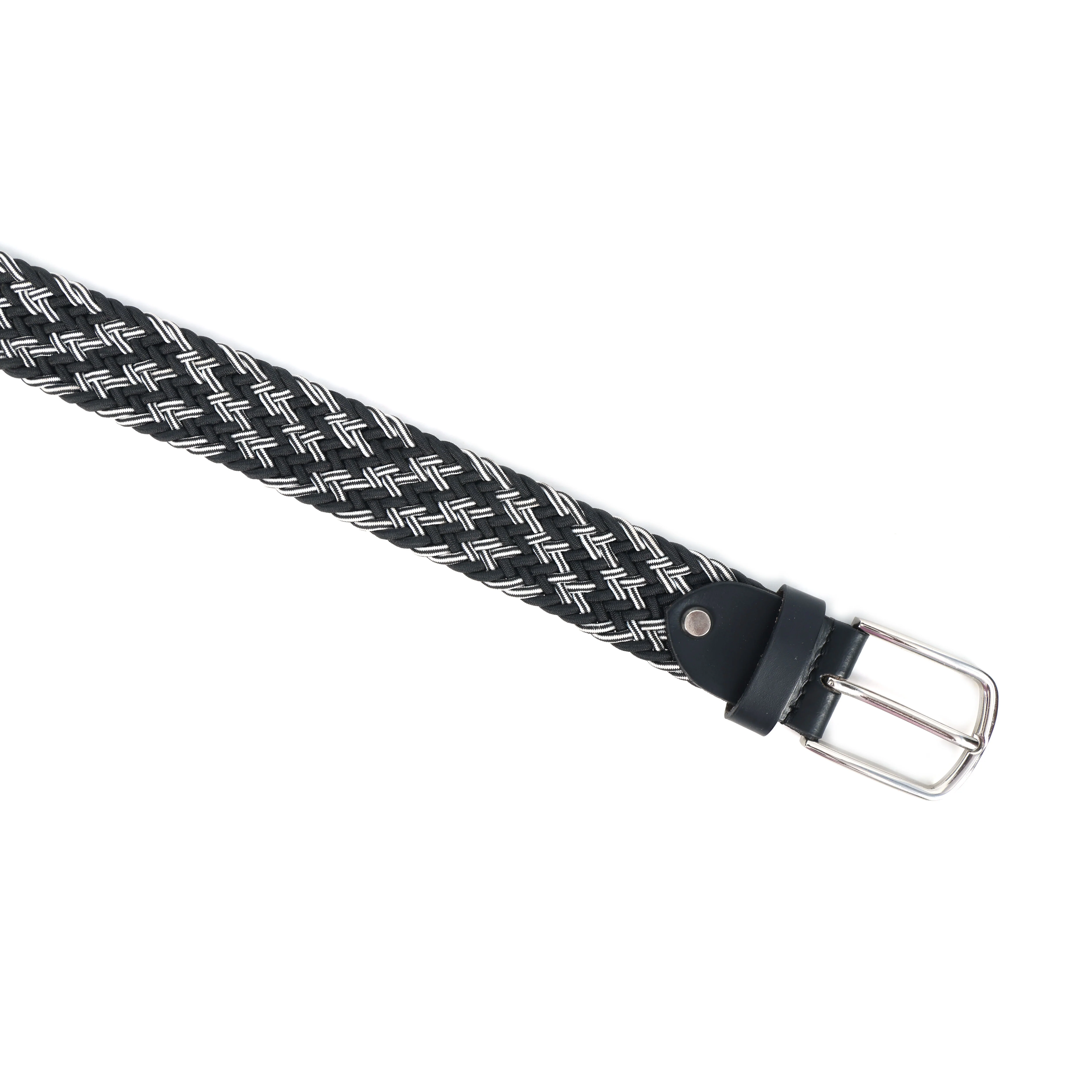Handwoven Elastic Braided Belt With Leather Ends Adjustable Casual Wear Accessory - Image 4
