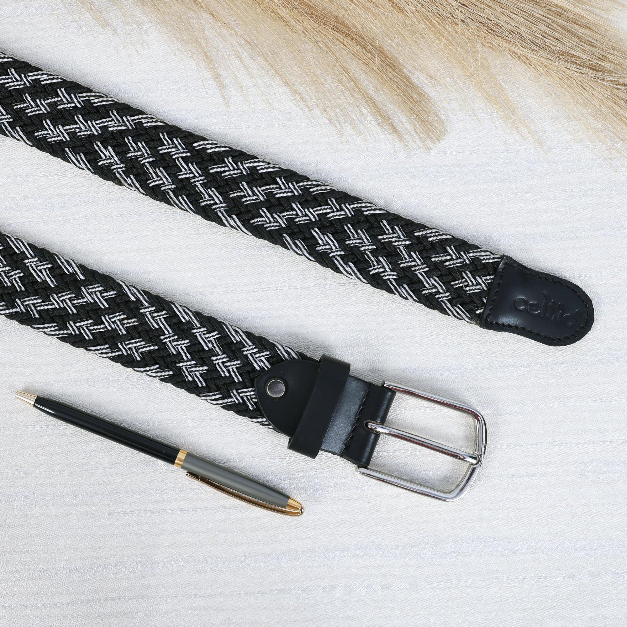 Handwoven Elastic Braided Belt With Leather Ends Adjustable Casual Wear Accessory - Image 8