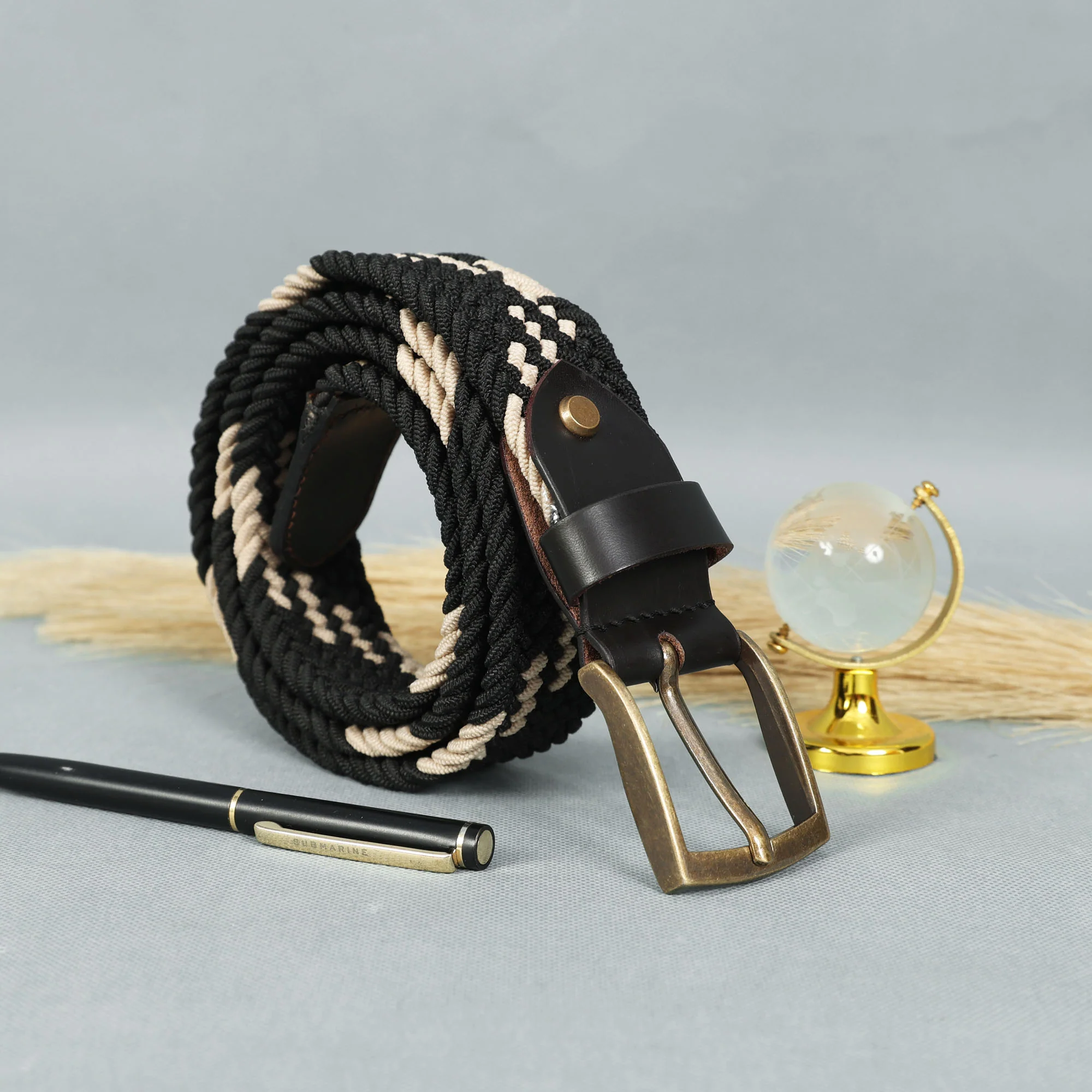 Unisex Handwoven Elastic Belt With Leather Finish And Metal Buckle For Casual Wear - Image 8