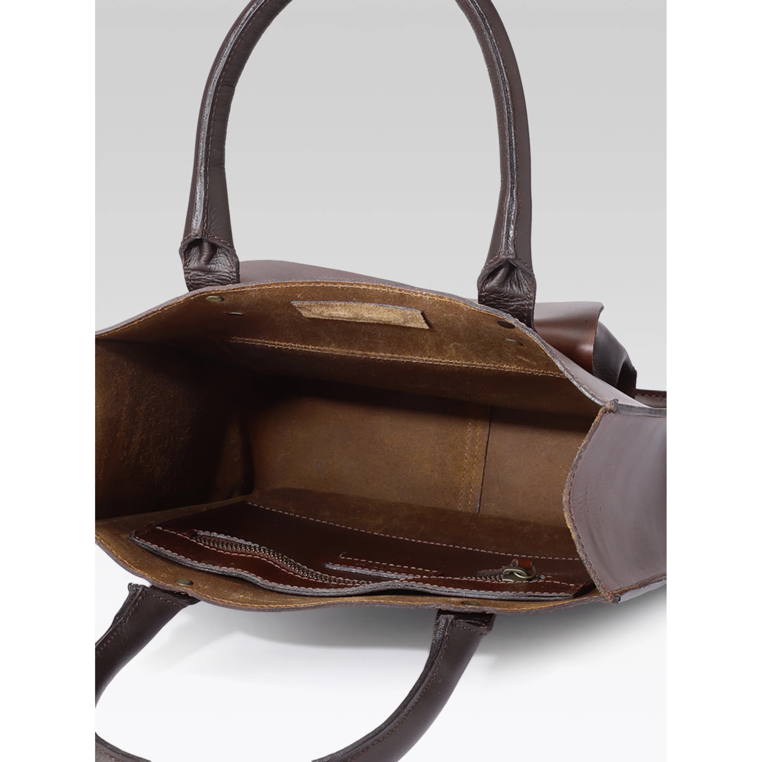 Premium Genuine Leather Shopper Tote Bag with Front Pocket and Dual Handles - Image 5