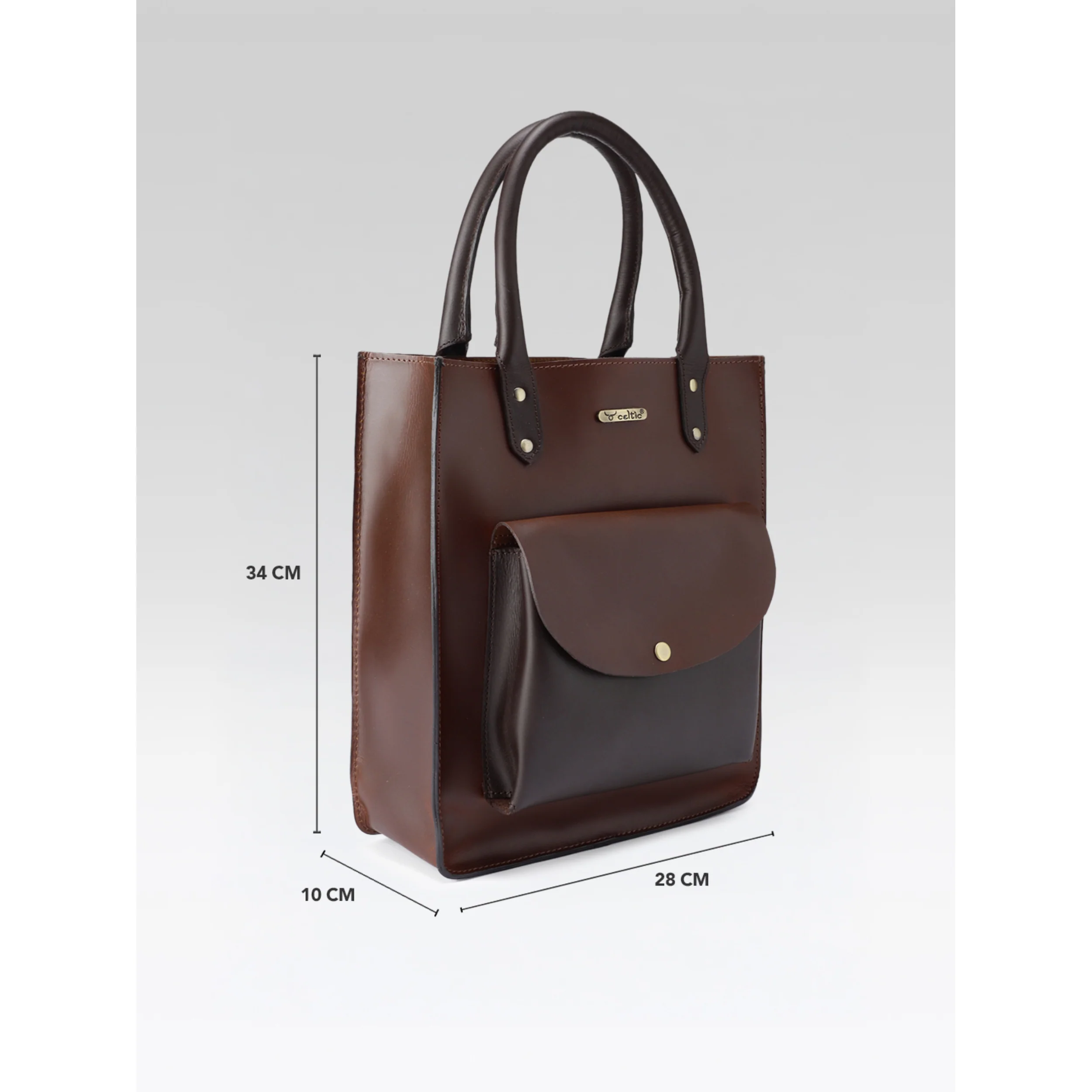 Premium Genuine Leather Shopper Tote Bag with Front Pocket and Dual Handles - Image 6