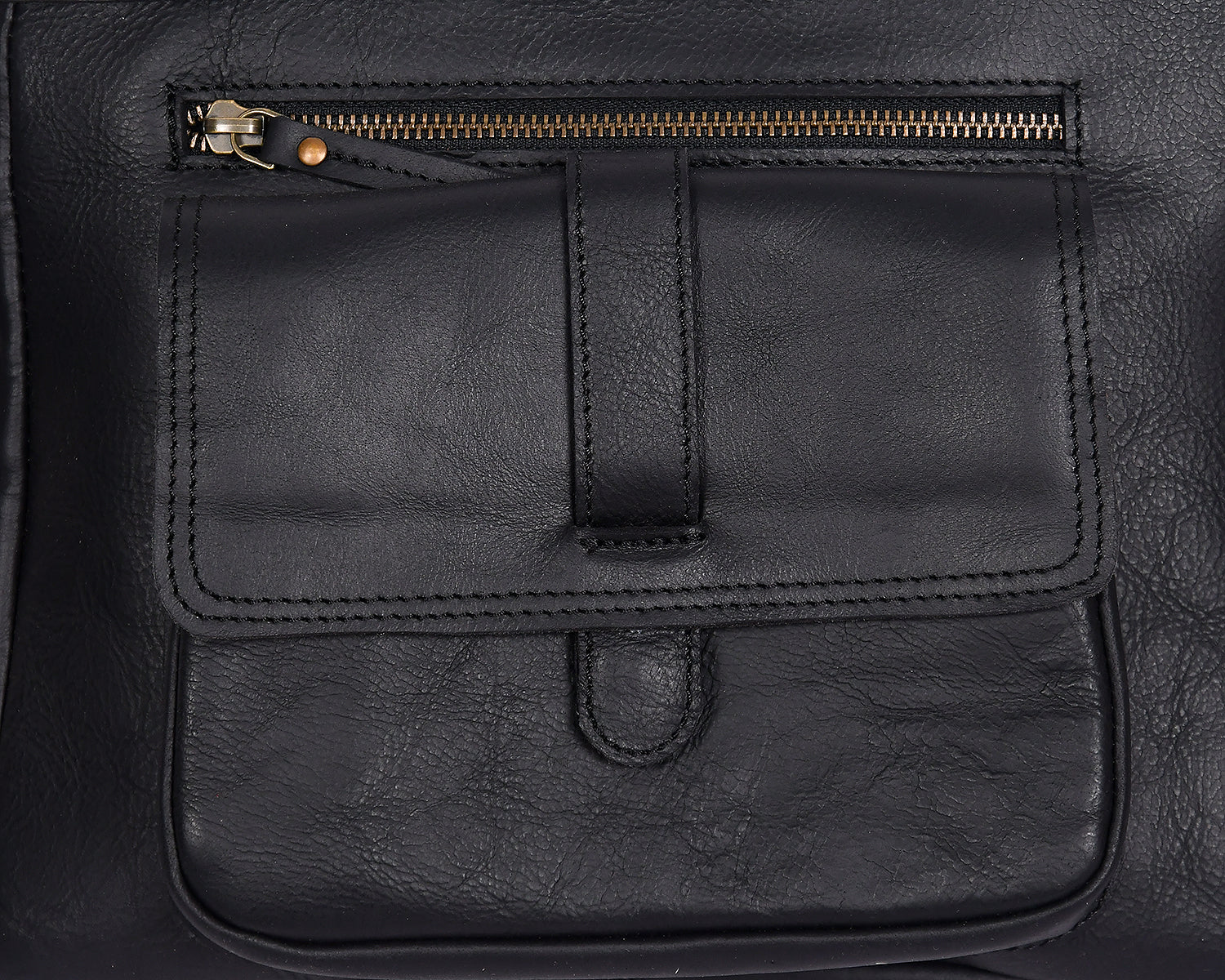 Classic Black Leather Crossbody Sling Bag with Front Pocket & Zip Closure - Image 4