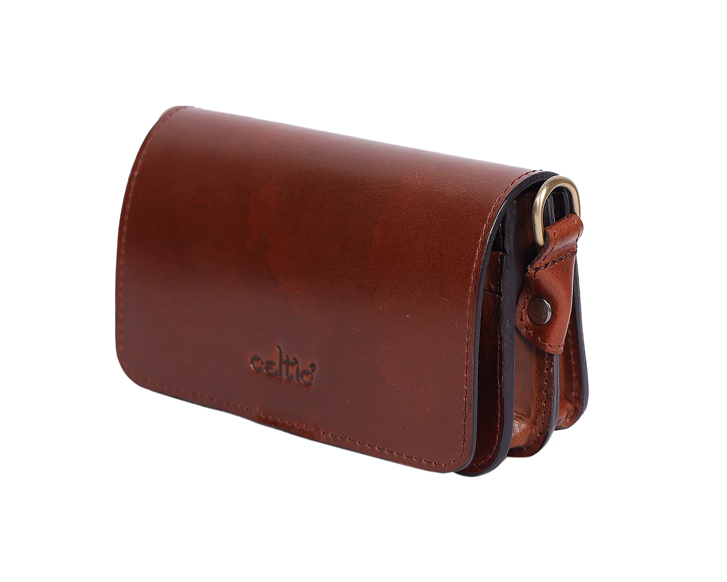 Compact Genuine Leather Triple-Compartment Sling Clutch - Image 3