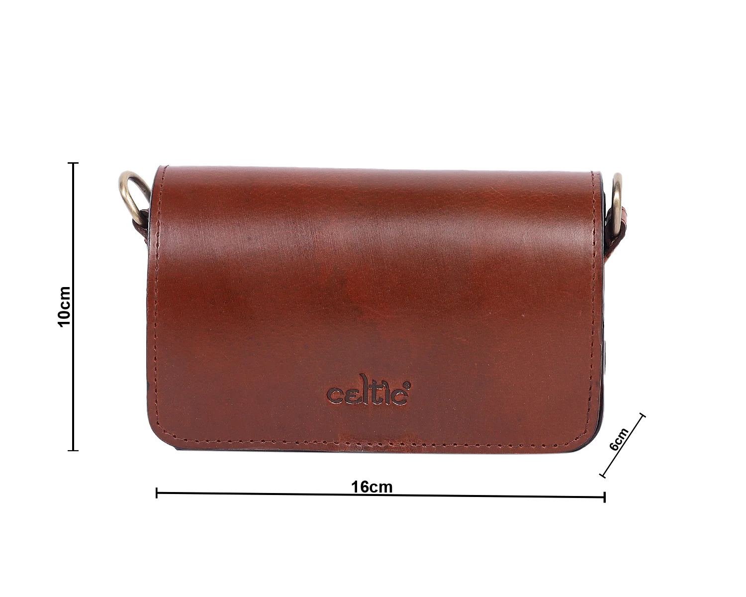 Compact Genuine Leather Triple-Compartment Sling Clutch - Image 4