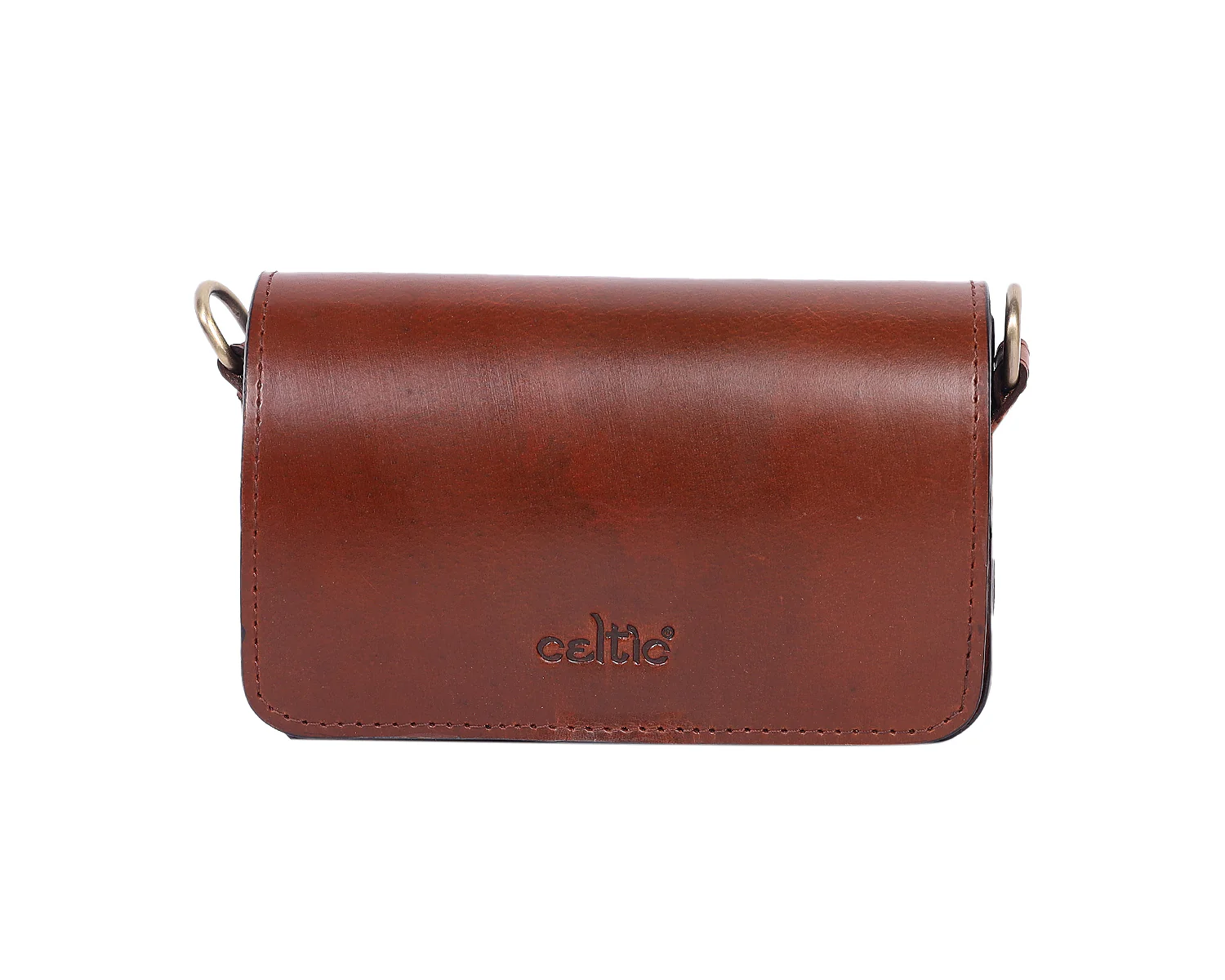 Compact Genuine Leather Triple-Compartment Sling Clutch - Image 5
