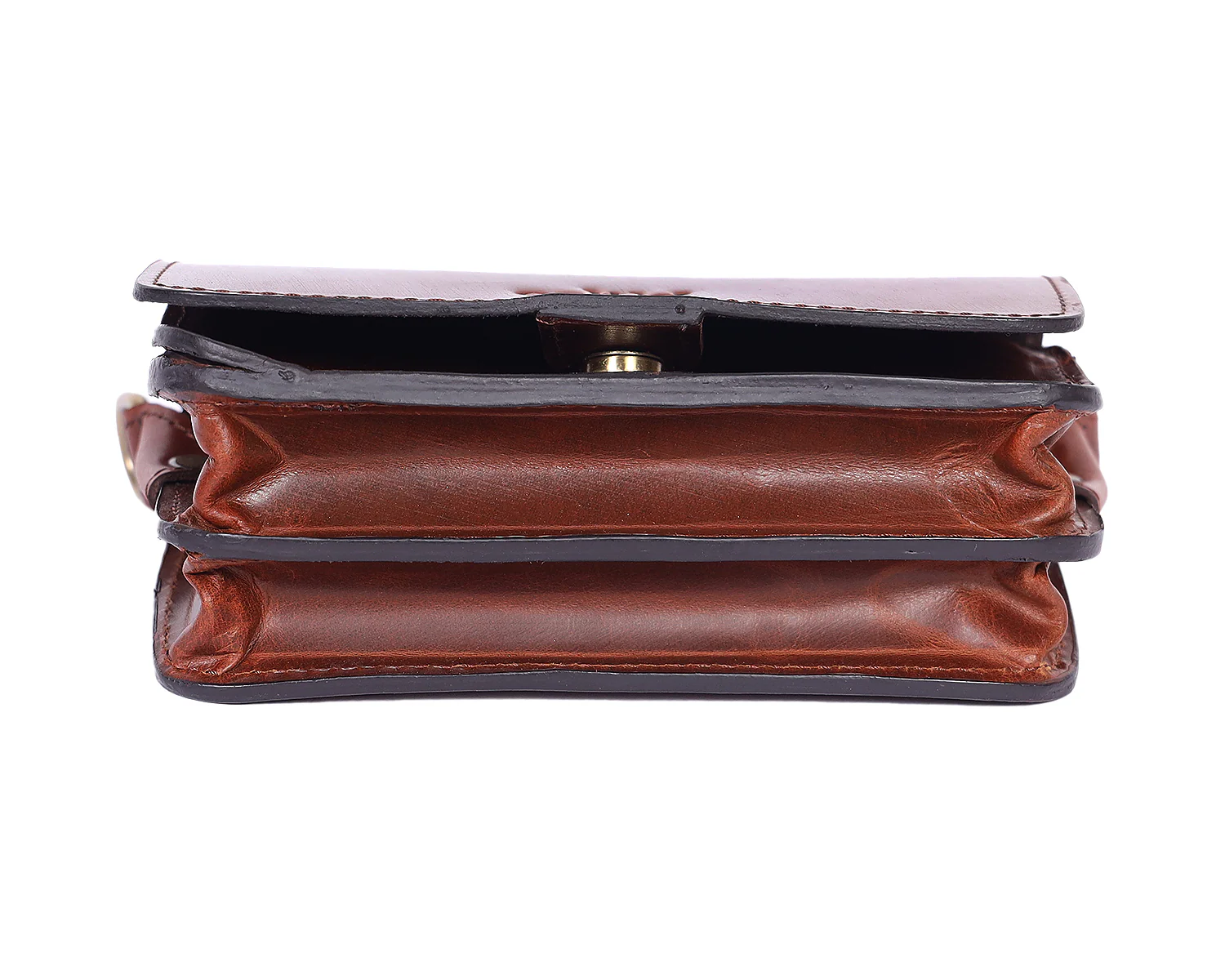 Compact Genuine Leather Triple-Compartment Sling Clutch - Image 6