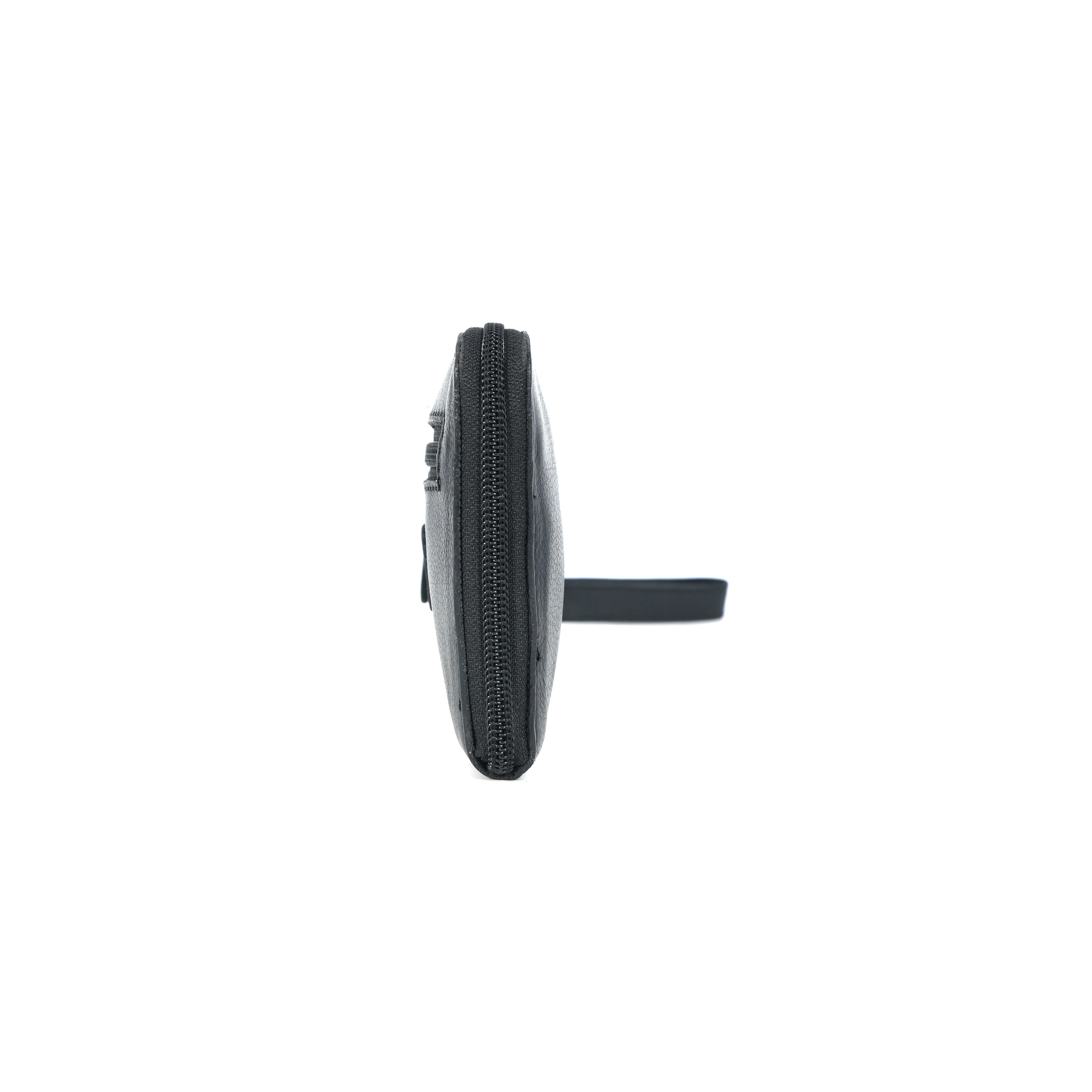 Premium Black Leather Zip-Around Wallet with Wrist Stra - Image 5