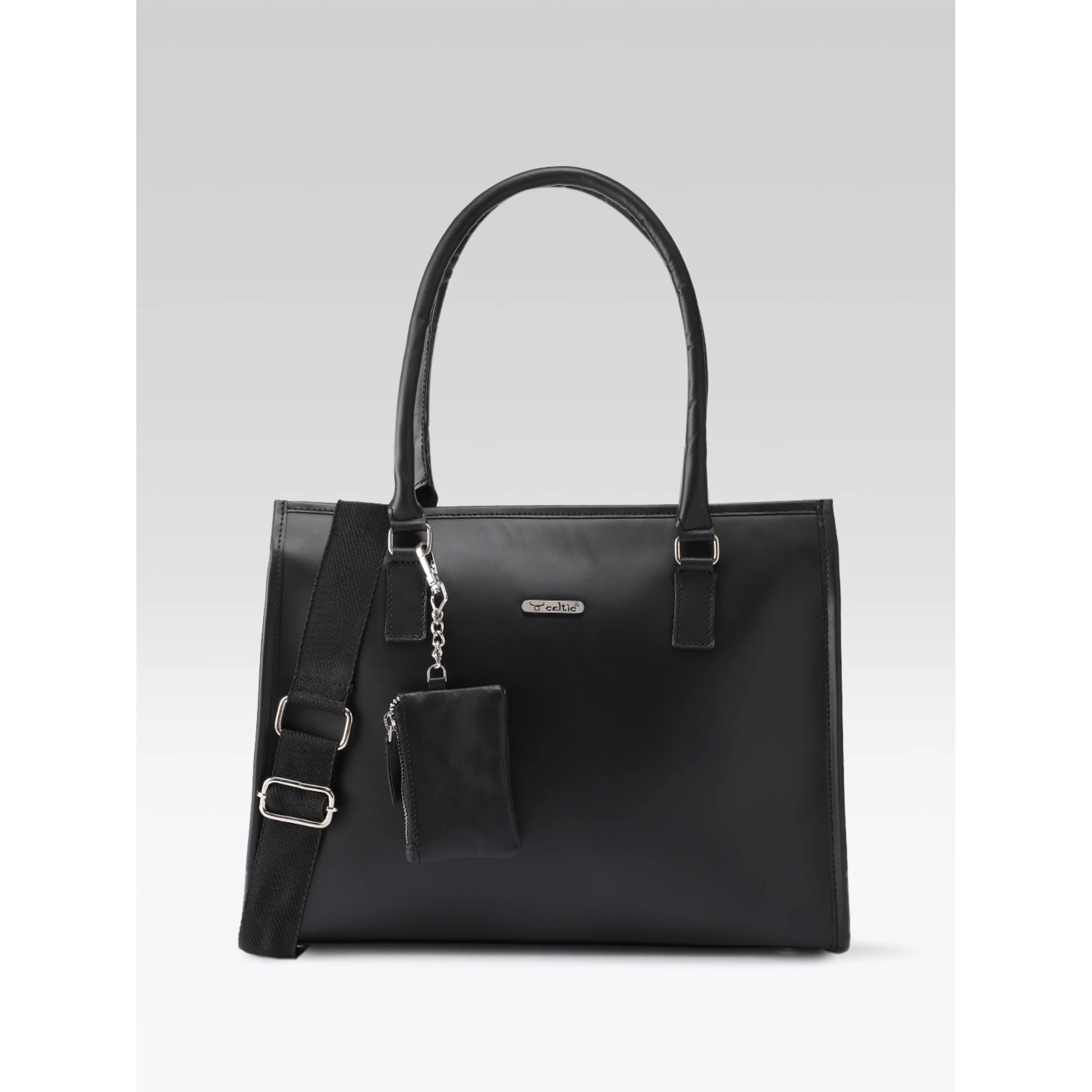 Premium Genuine Leather Office Tote Bag for Women Multiple Zip Compartments & Long Strap. - Image 2