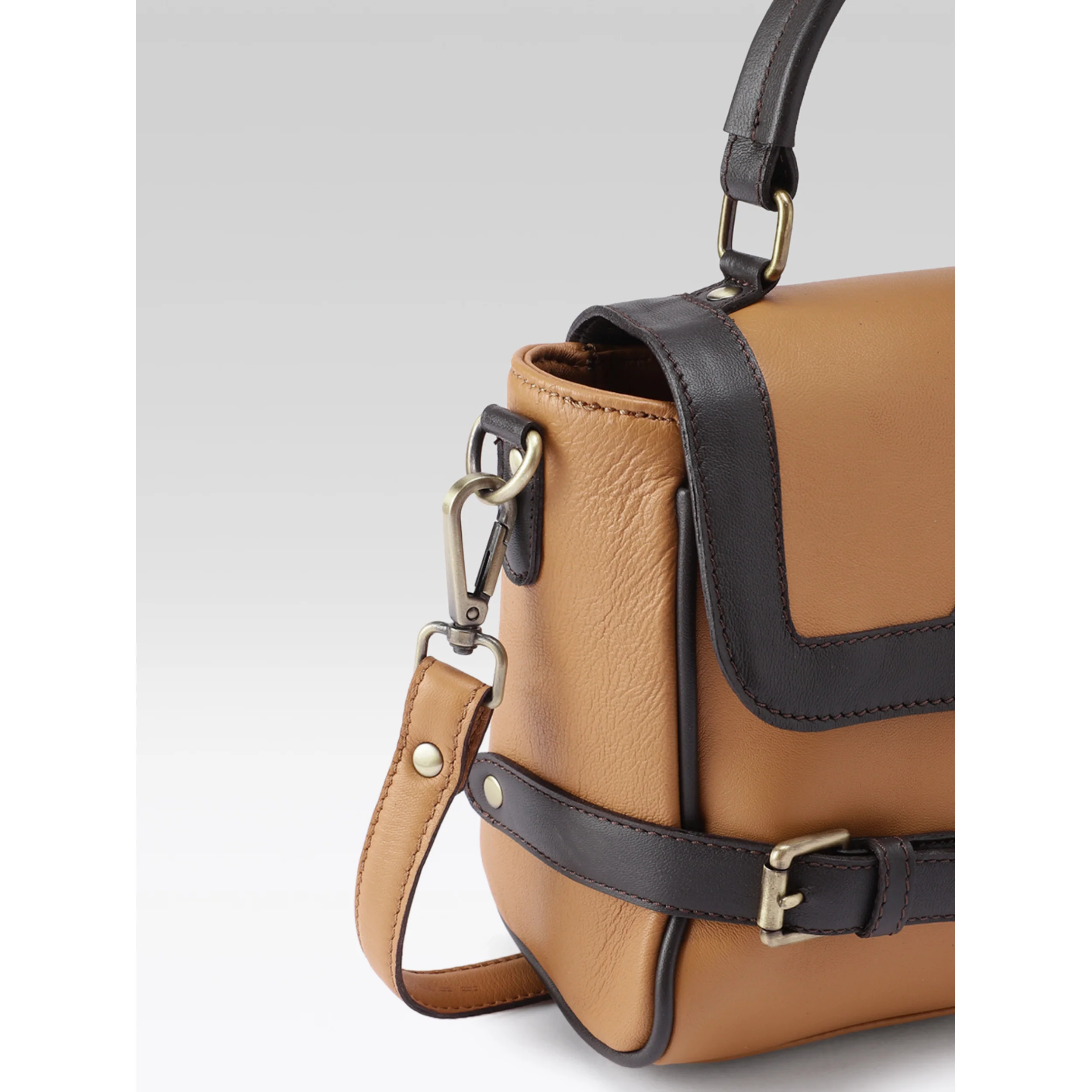 Premium Genuine Brown Leather Top Handle Handbag with Adjustable Strap - Image 9