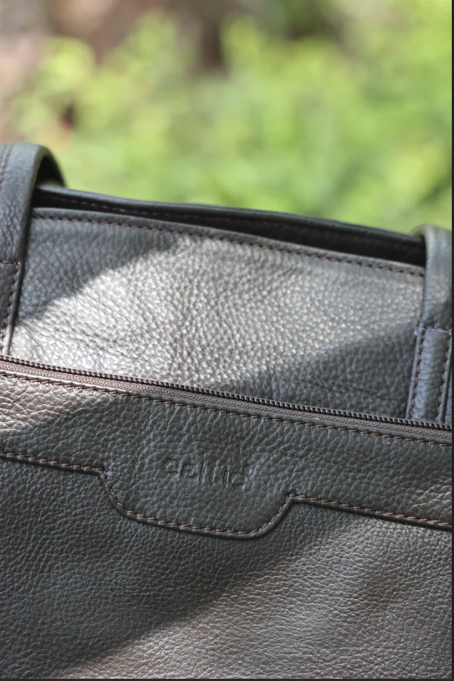 Premium Genuine Leather Structured Shoulder Bag with Dual Zip Compartments & Fixed Straps - Image 16