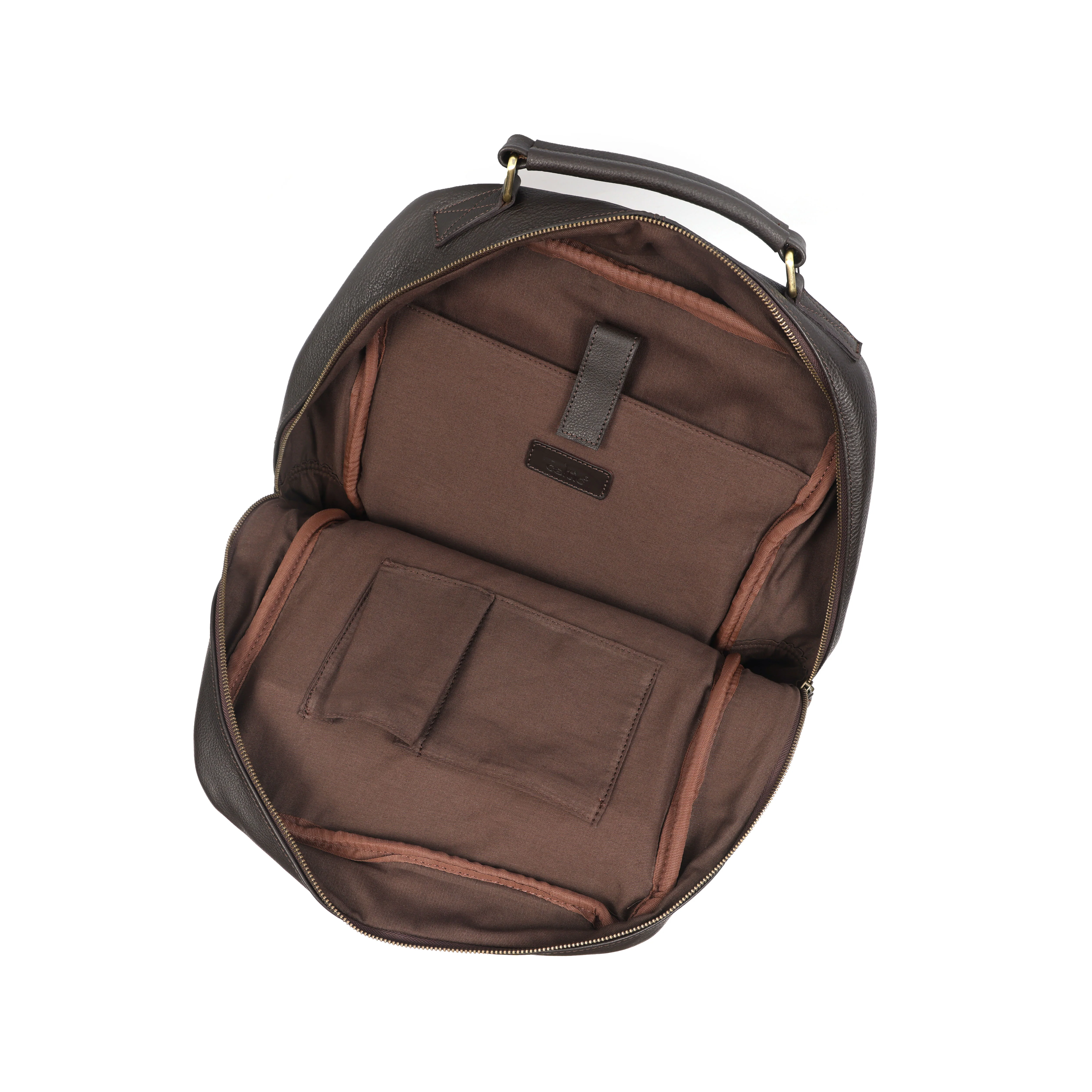 Premium Genuine Leather Laptop Backpack with Multi-Zip Compartments & Top Handle - Image 12