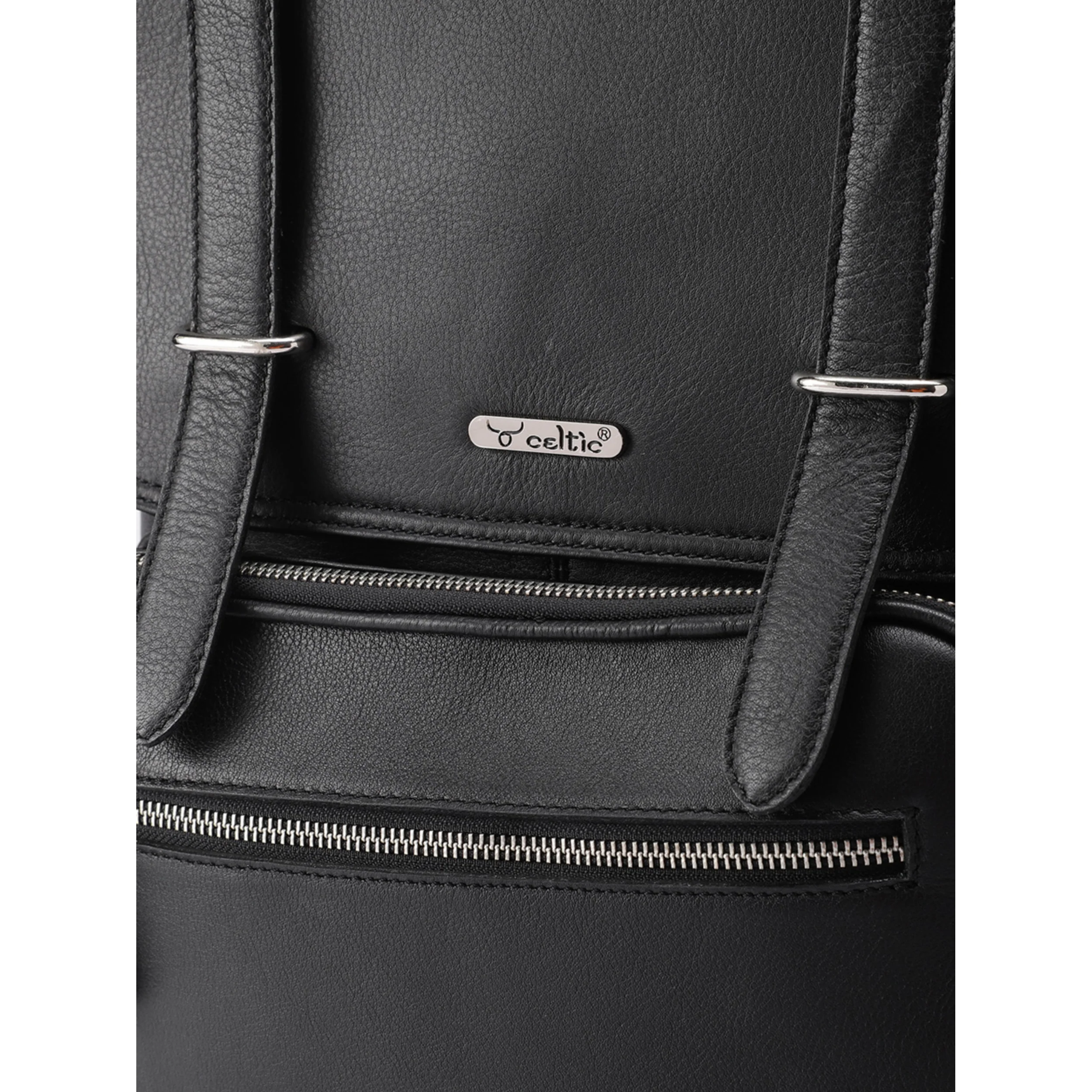 Premium Genuine Leather Laptop Backpack with Multi-Zip Compartments & Top Handle - Image 24