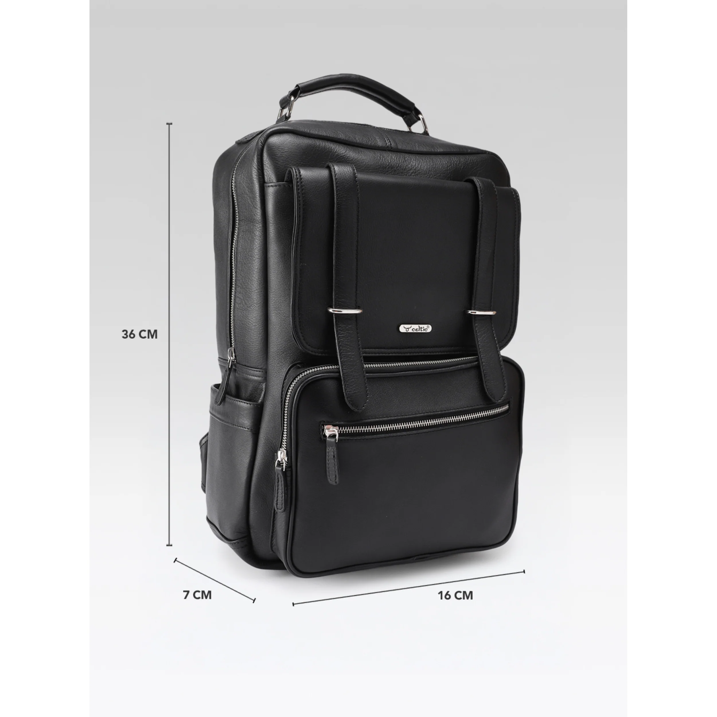 Premium Genuine Leather Laptop Backpack with Multi-Zip Compartments & Top Handle - Image 27