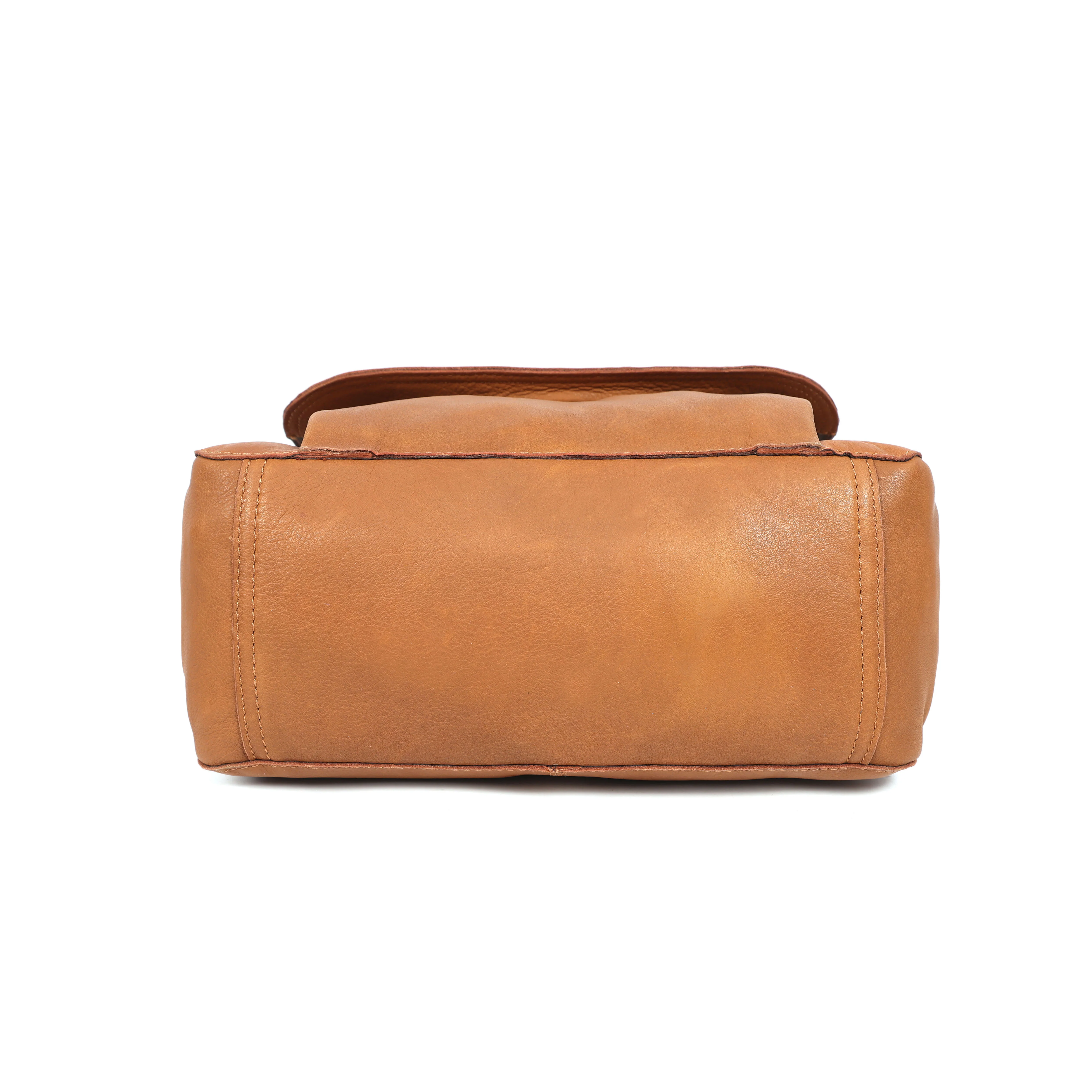 Premium Genuine Tan Leather Backpack with Multi Zip Pockets & Adjustable Straps - Image 4