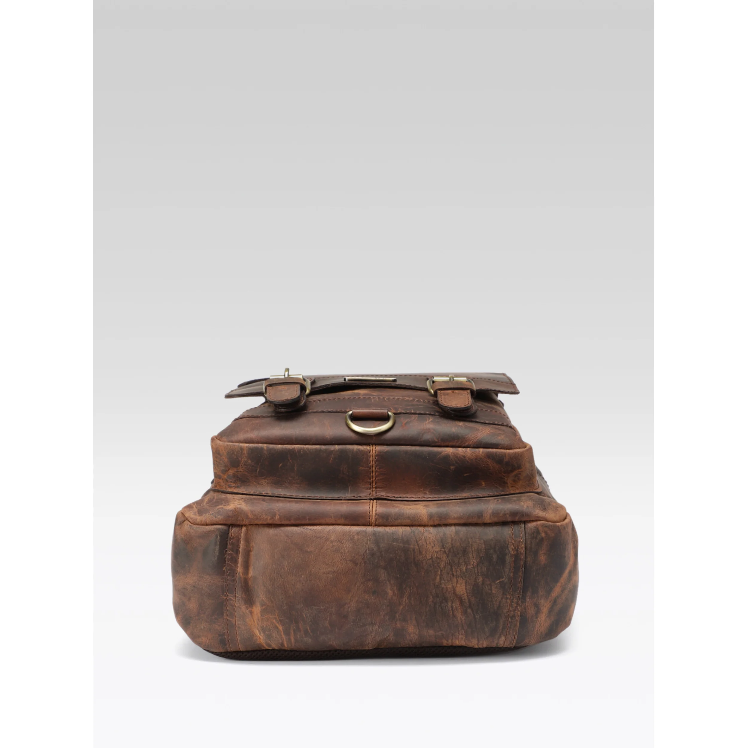 Premium Genuine Leather Backpack with Front Zip Pocket & Padded Shoulder Straps - Image 6