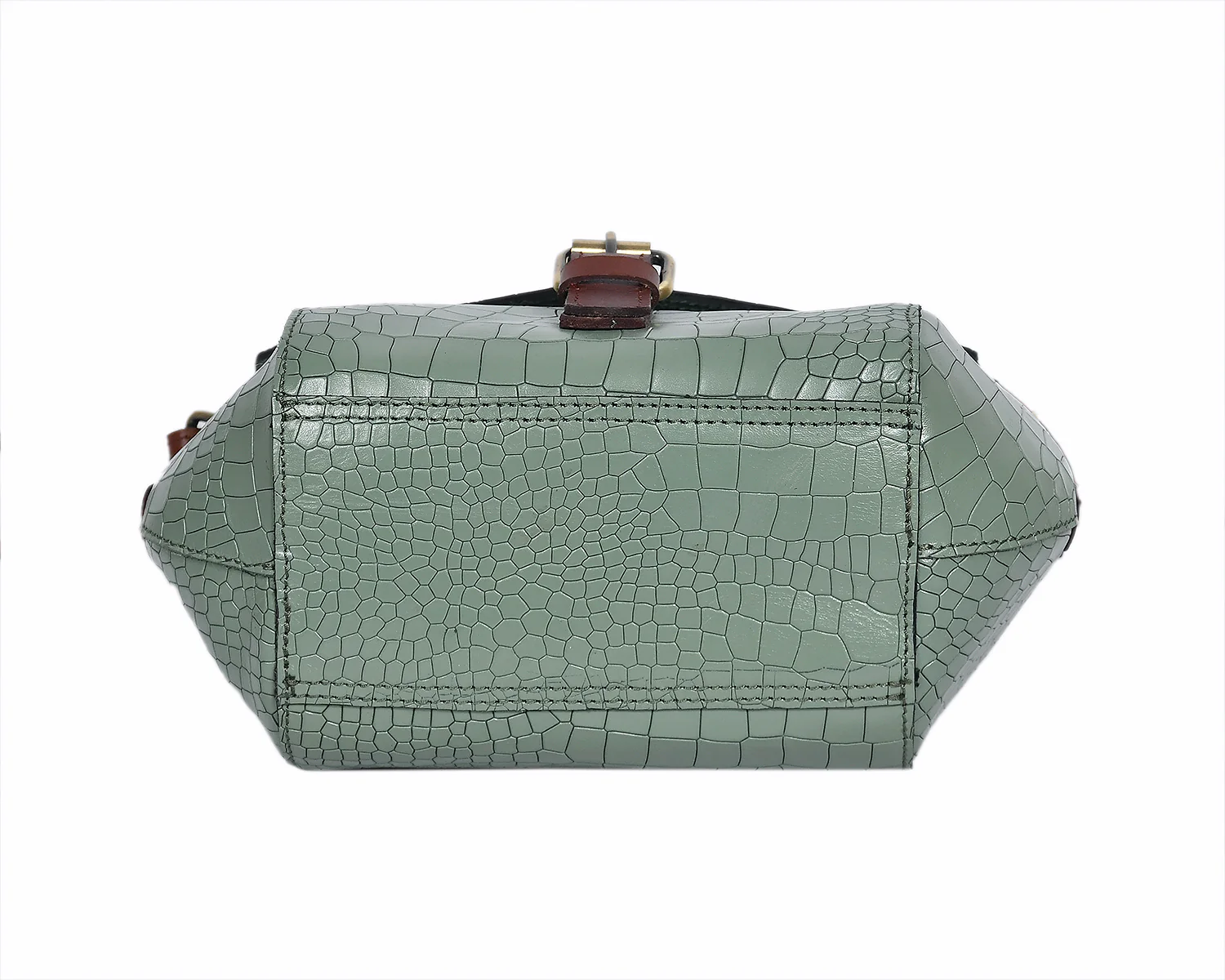 Croc-Texture Structured Sling Bag with Buckle Flap - Image 5