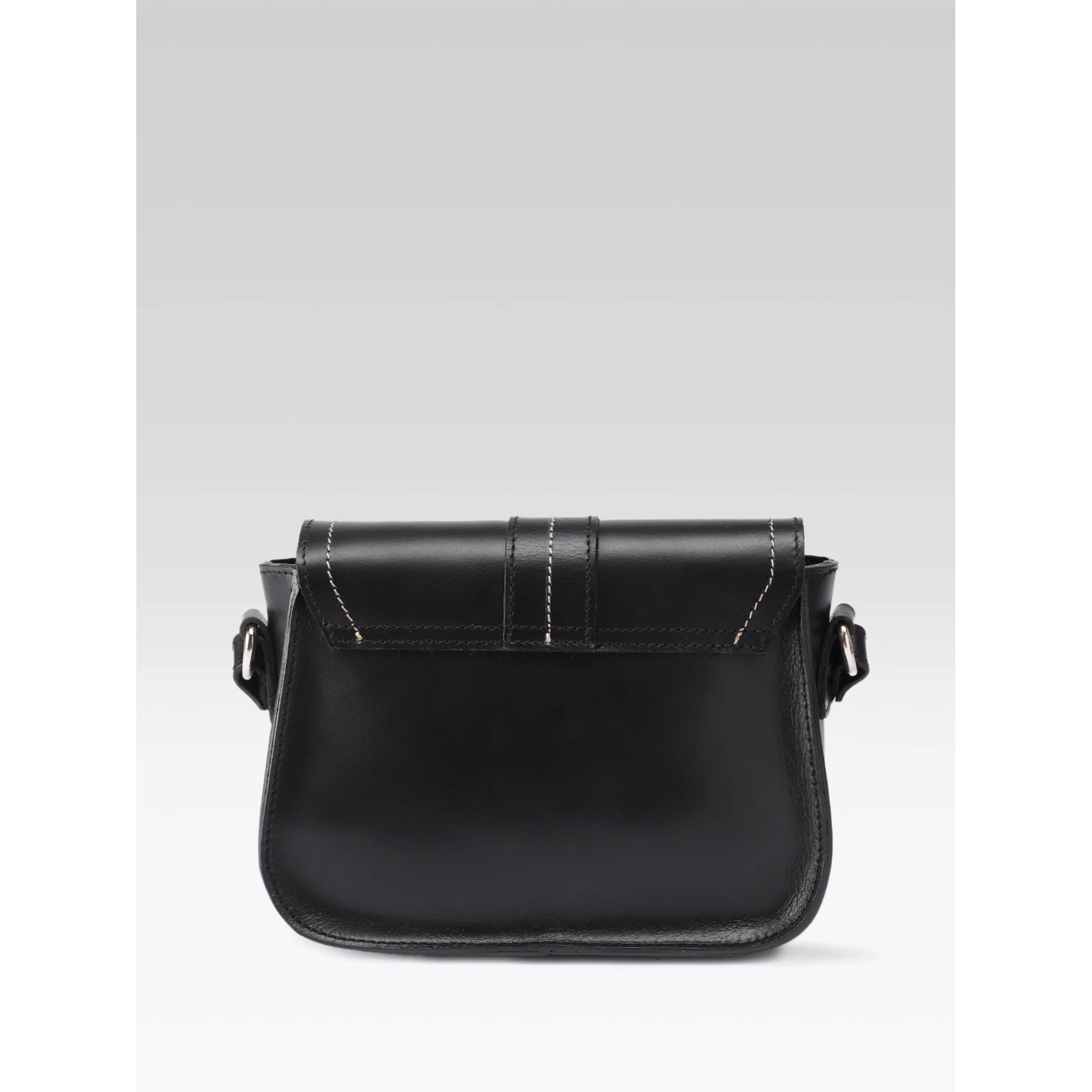 Premium Genuine Leather Crossbody Bag with Front Flap & White Stitch Detailing - Image 12