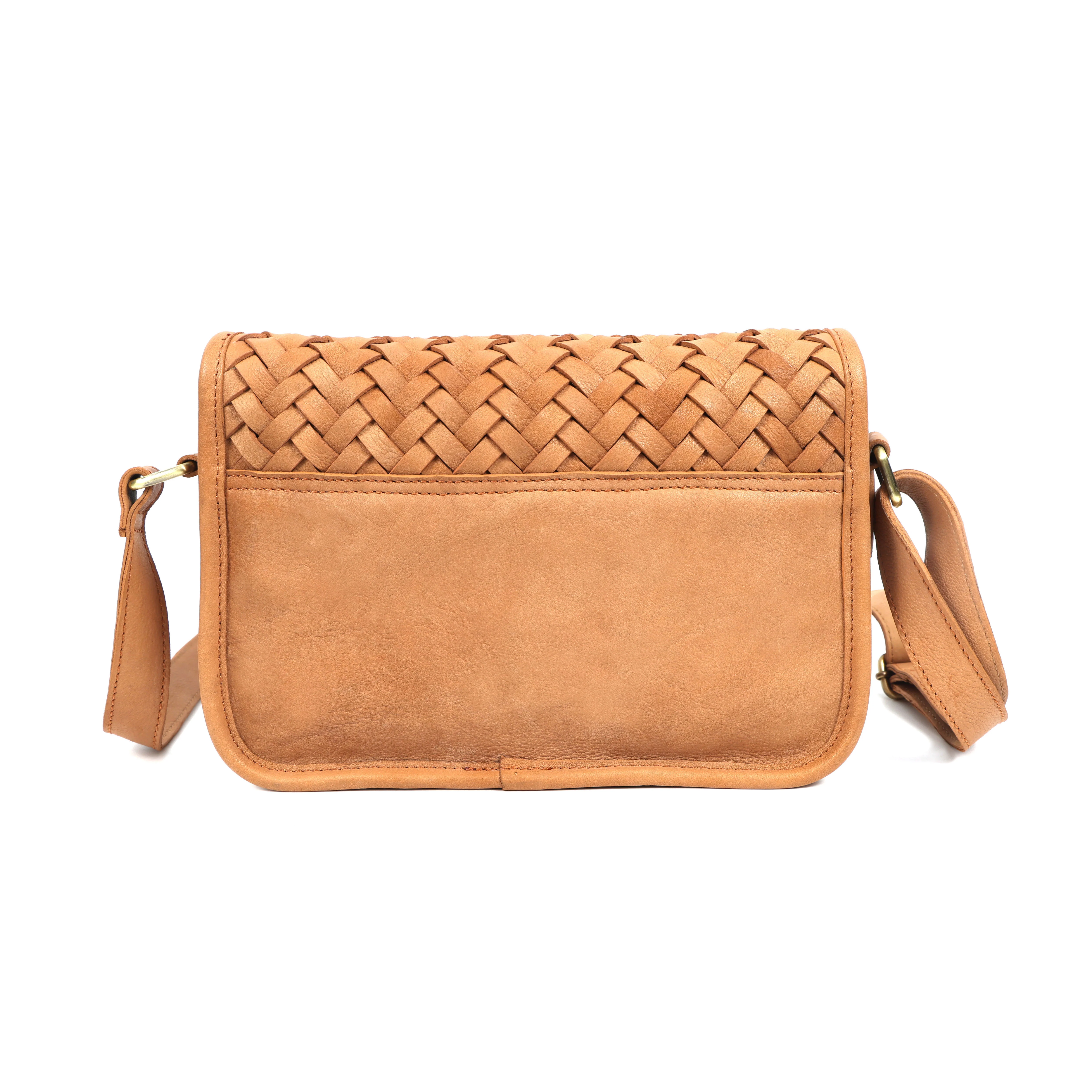 Premium Handwoven Leather Crossbody Bag with Zip Closure & Adjustable Strap - Image 4
