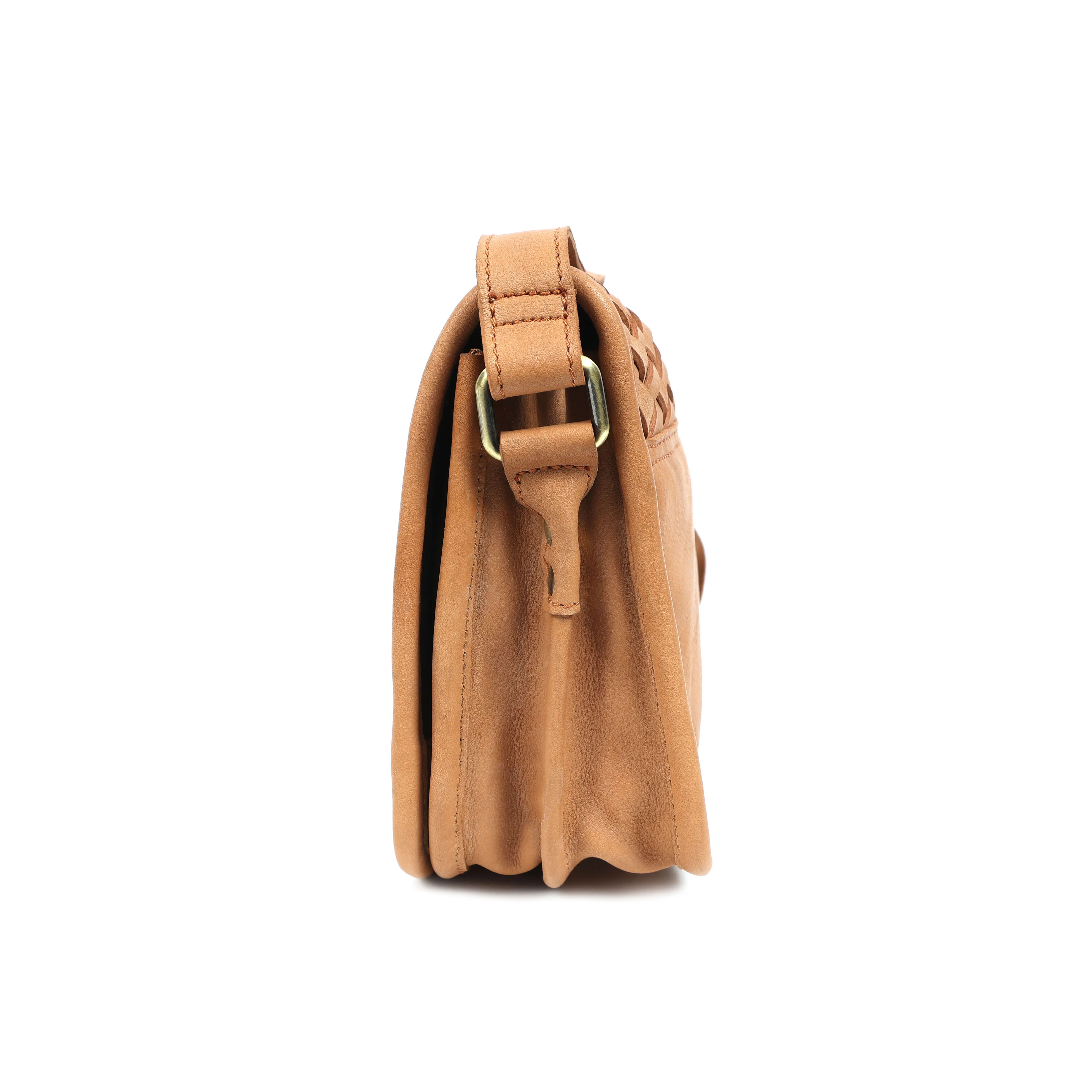 Premium Handwoven Leather Crossbody Bag with Zip Closure & Adjustable Strap - Image 5