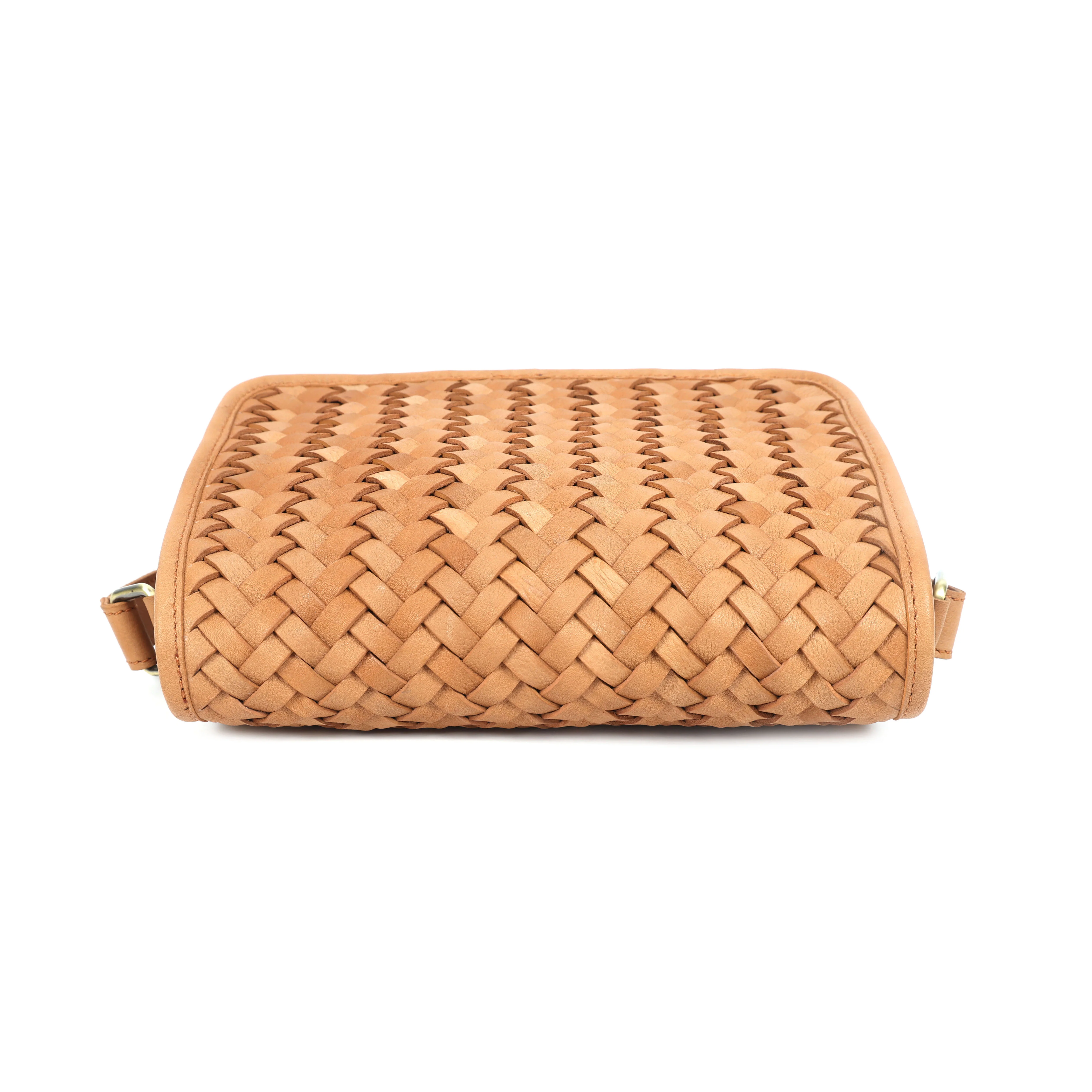 Premium Handwoven Leather Crossbody Bag with Zip Closure & Adjustable Strap - Image 7
