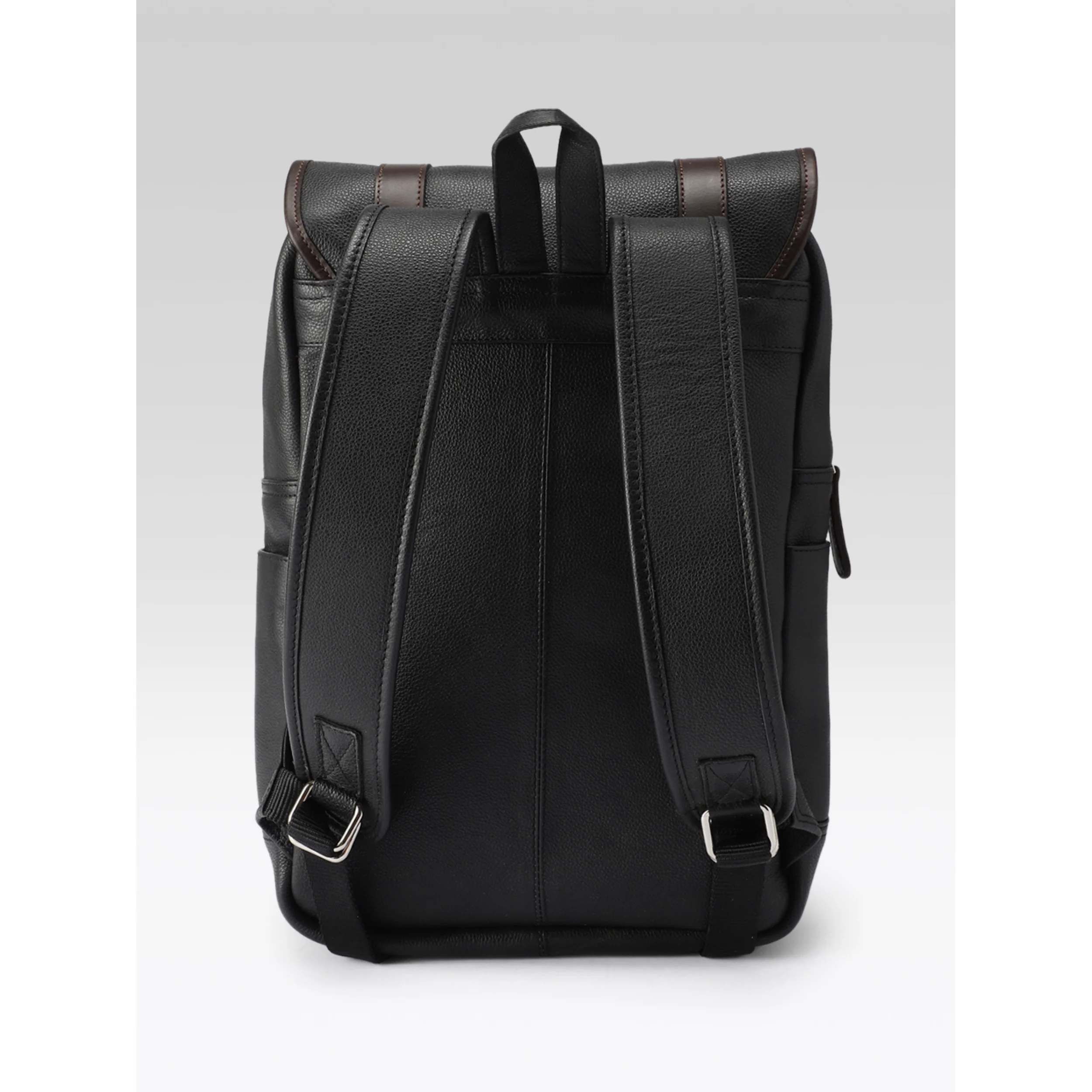Premium Genuine Leather Laptop Backpack with Dual Buckle Design, Multiple Zip Pockets - Image 7