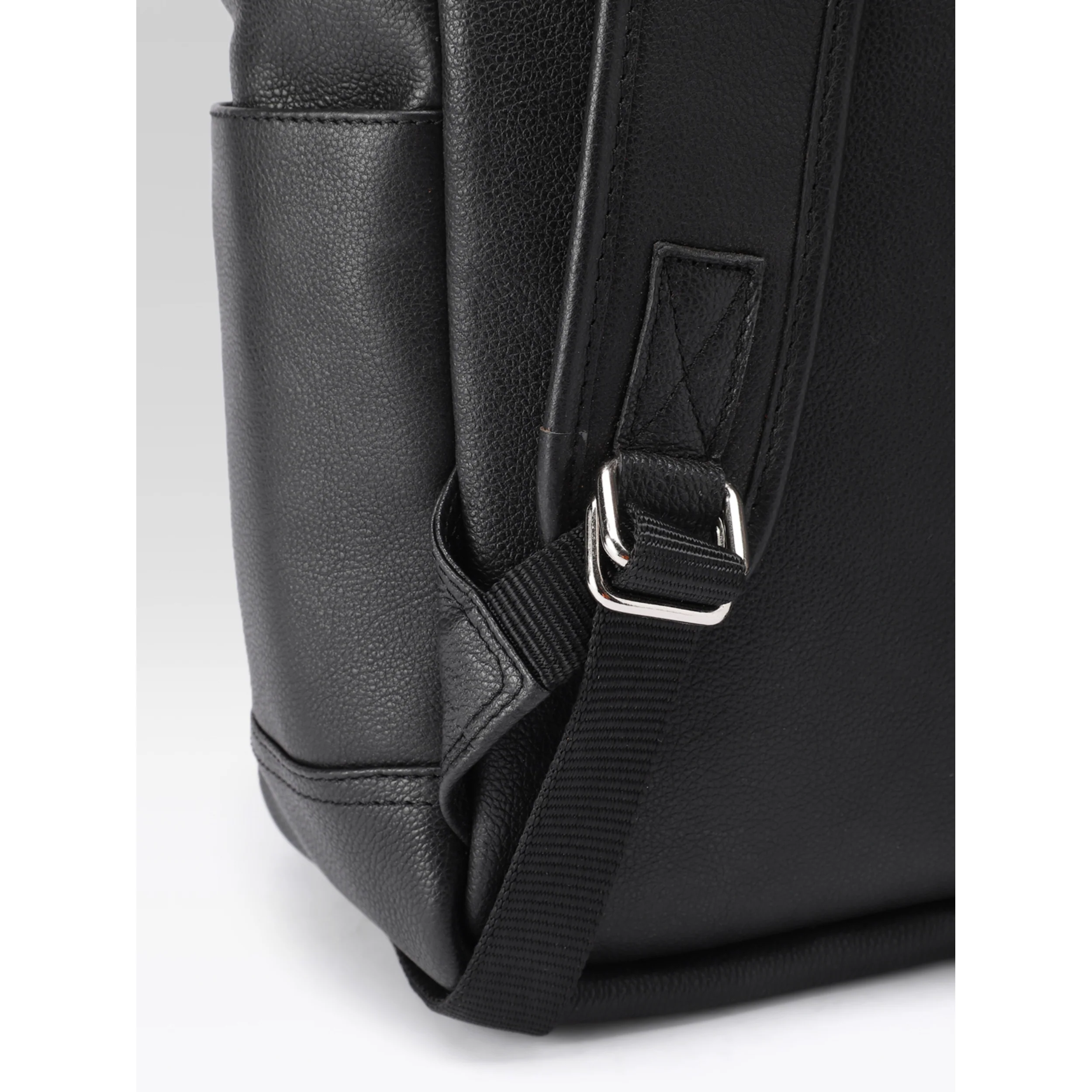 Premium Genuine Leather Laptop Backpack with Dual Buckle Design, Multiple Zip Pockets - Image 8