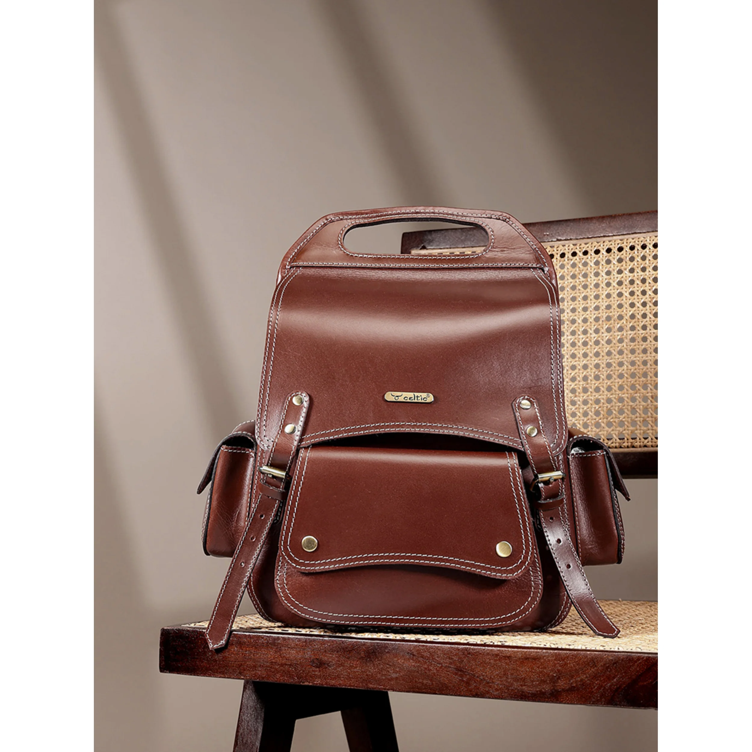 Premium Genuine Leather Vintage Backpack with Adjustable Straps  Travel  Bag - Image 7