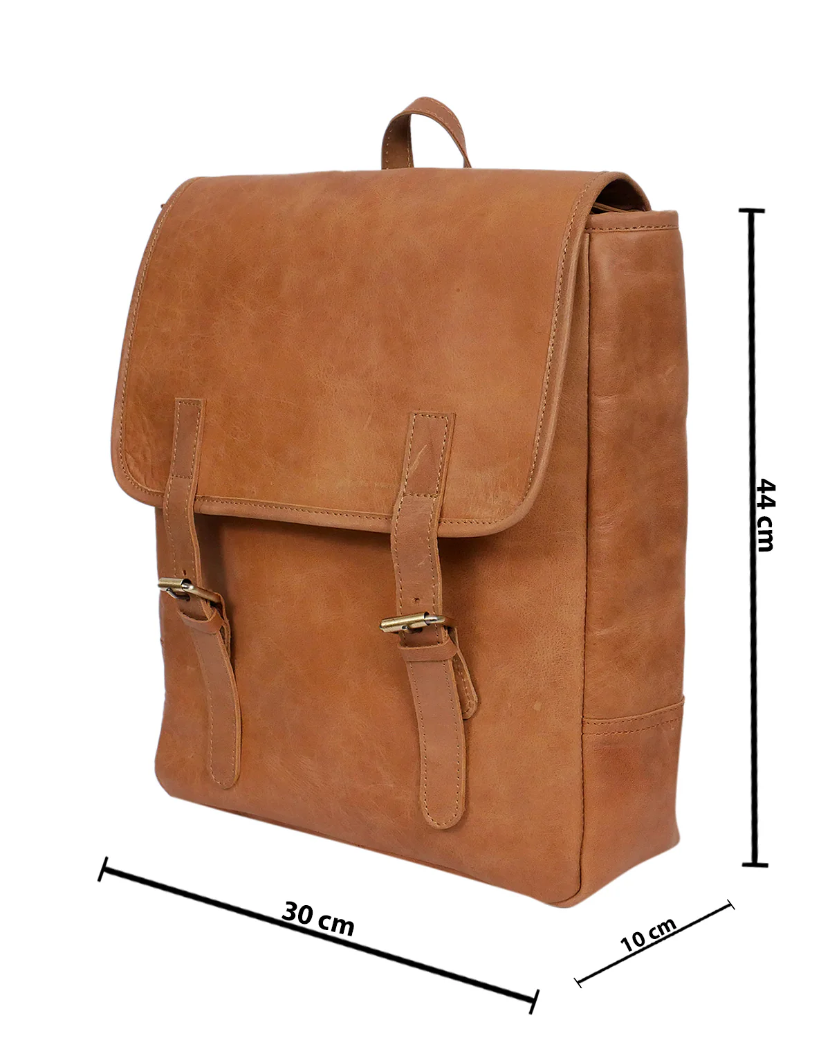 Premium Genuine Leather Backpack Brown with Flap Closure, Adjustable Straps & Inside Zip Pocket - Image 4