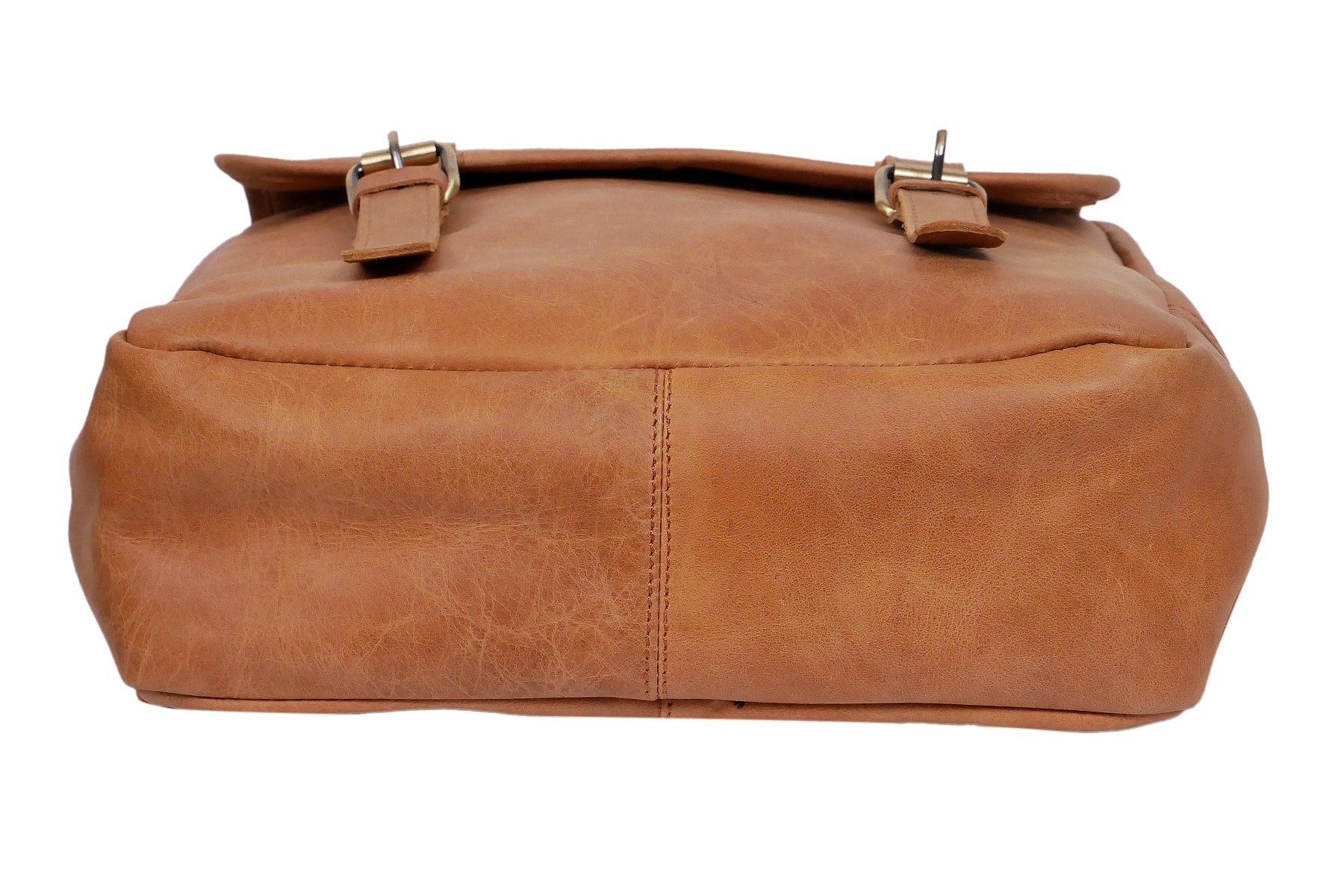 Premium Genuine Leather Backpack Brown with Flap Closure, Adjustable Straps & Inside Zip Pocket - Image 7
