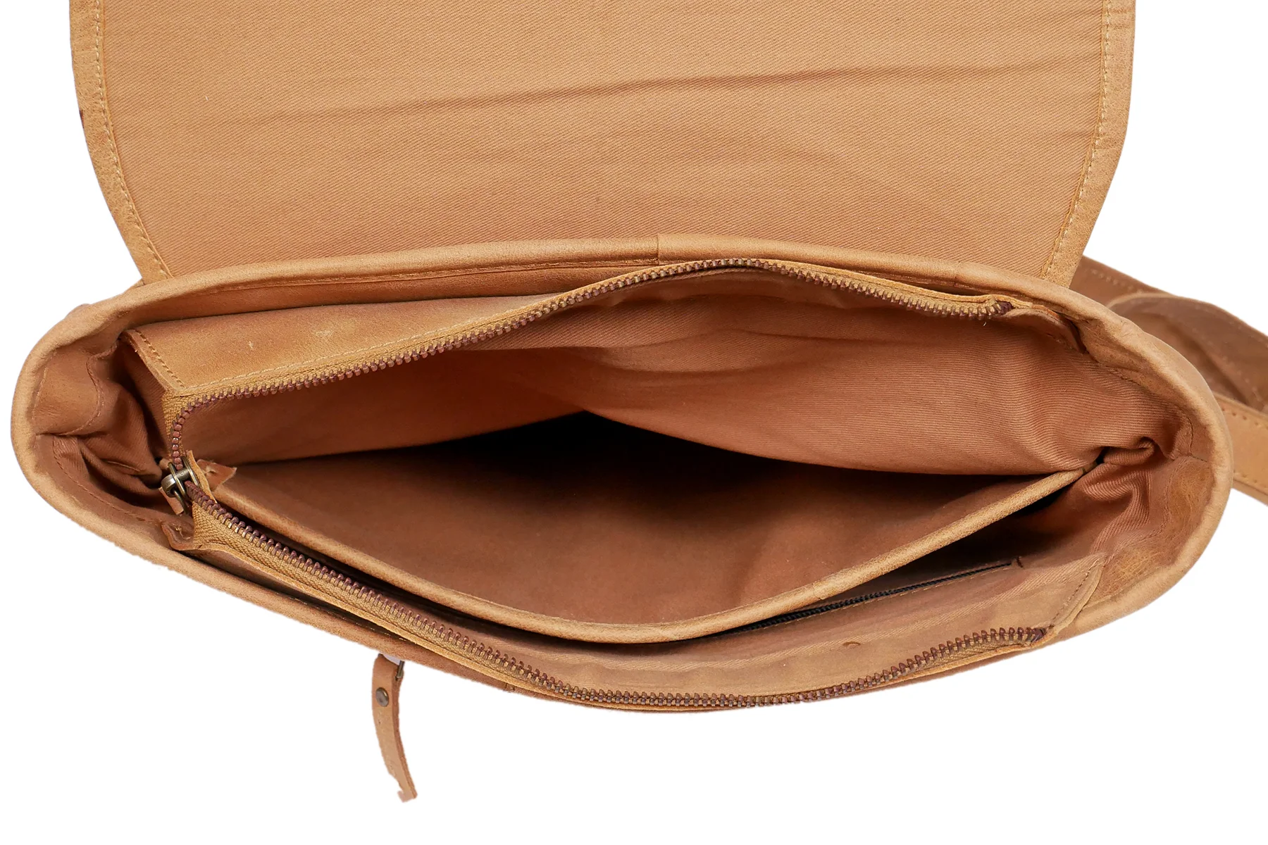 Premium Genuine Leather Backpack Brown with Flap Closure, Adjustable Straps & Inside Zip Pocket - Image 8