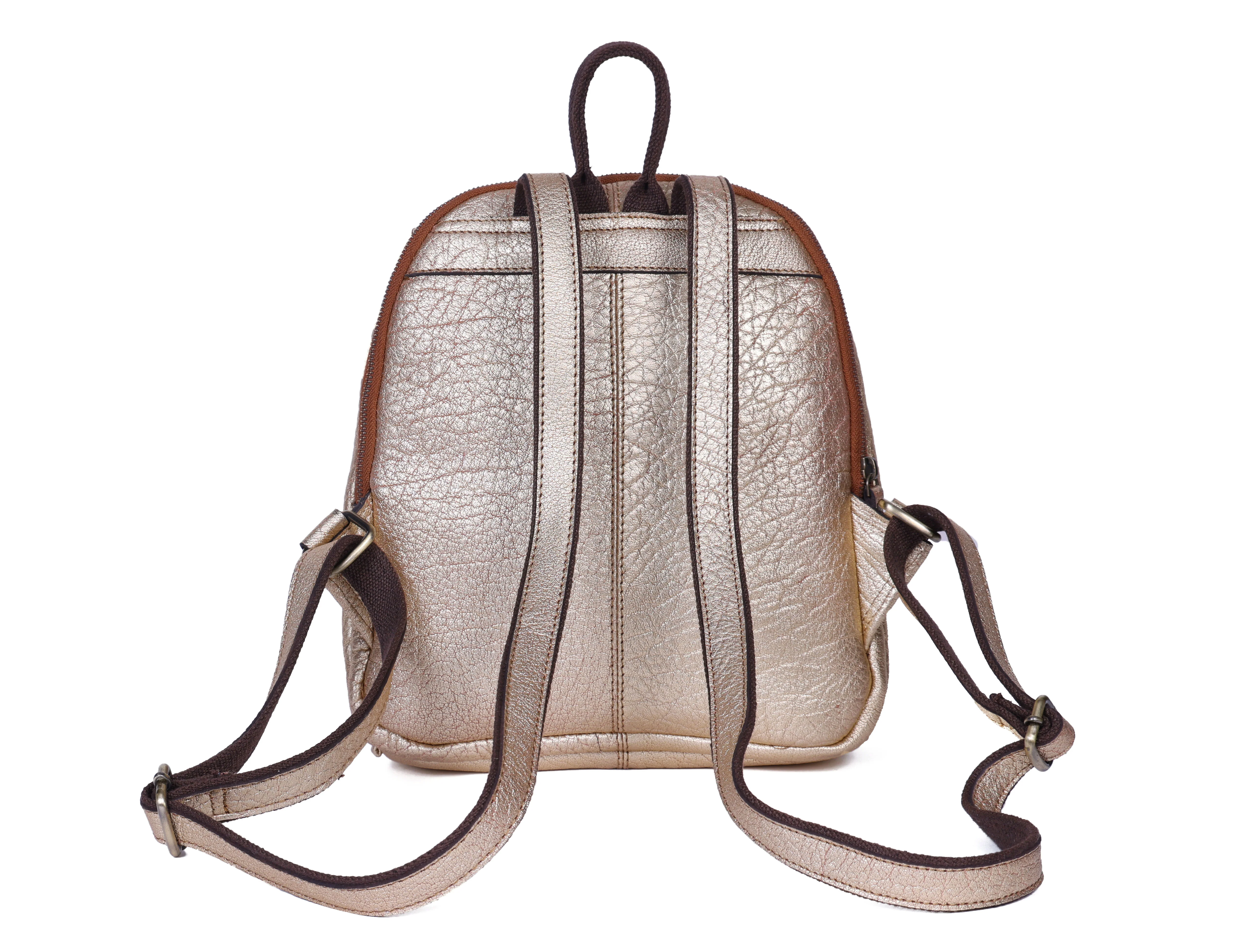 Vintage Leather Mini Backpack with Multiple Pockets & Adjustable Straps - Image 6