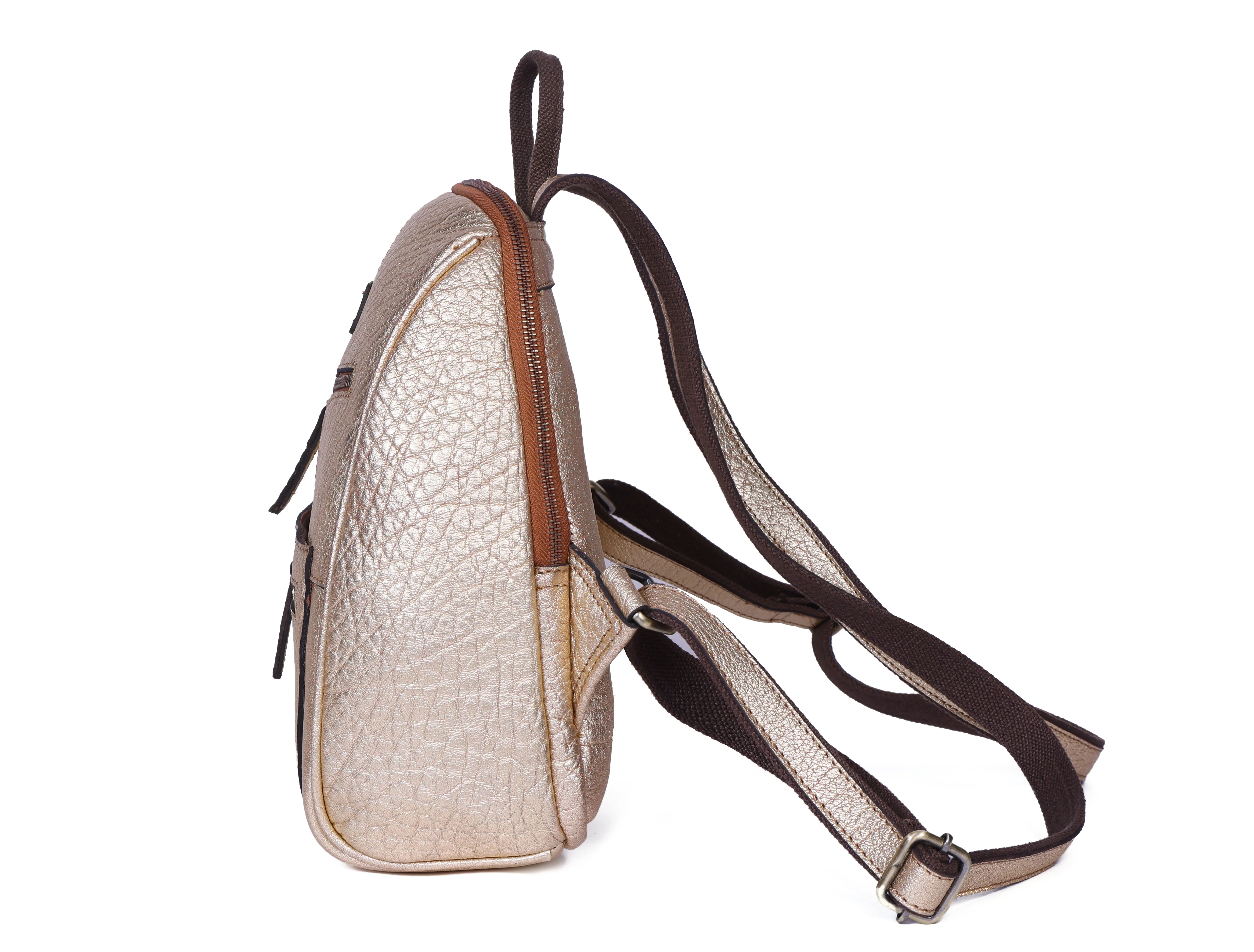 Vintage Leather Mini Backpack with Multiple Pockets & Adjustable Straps - Image 7