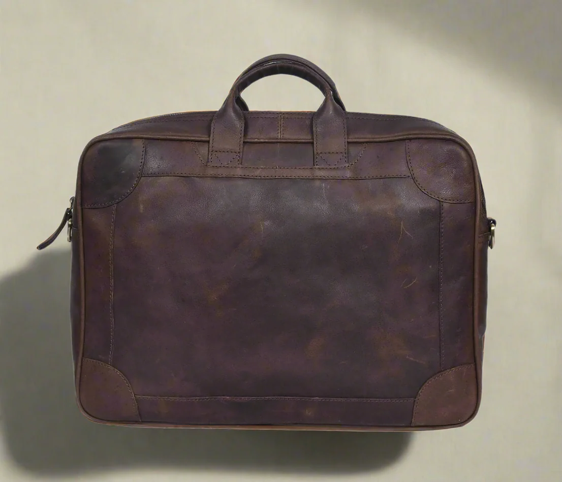 Premium Genuine Leather Messenger Office Bag with Adjustable & Detachable Shoulder Strap