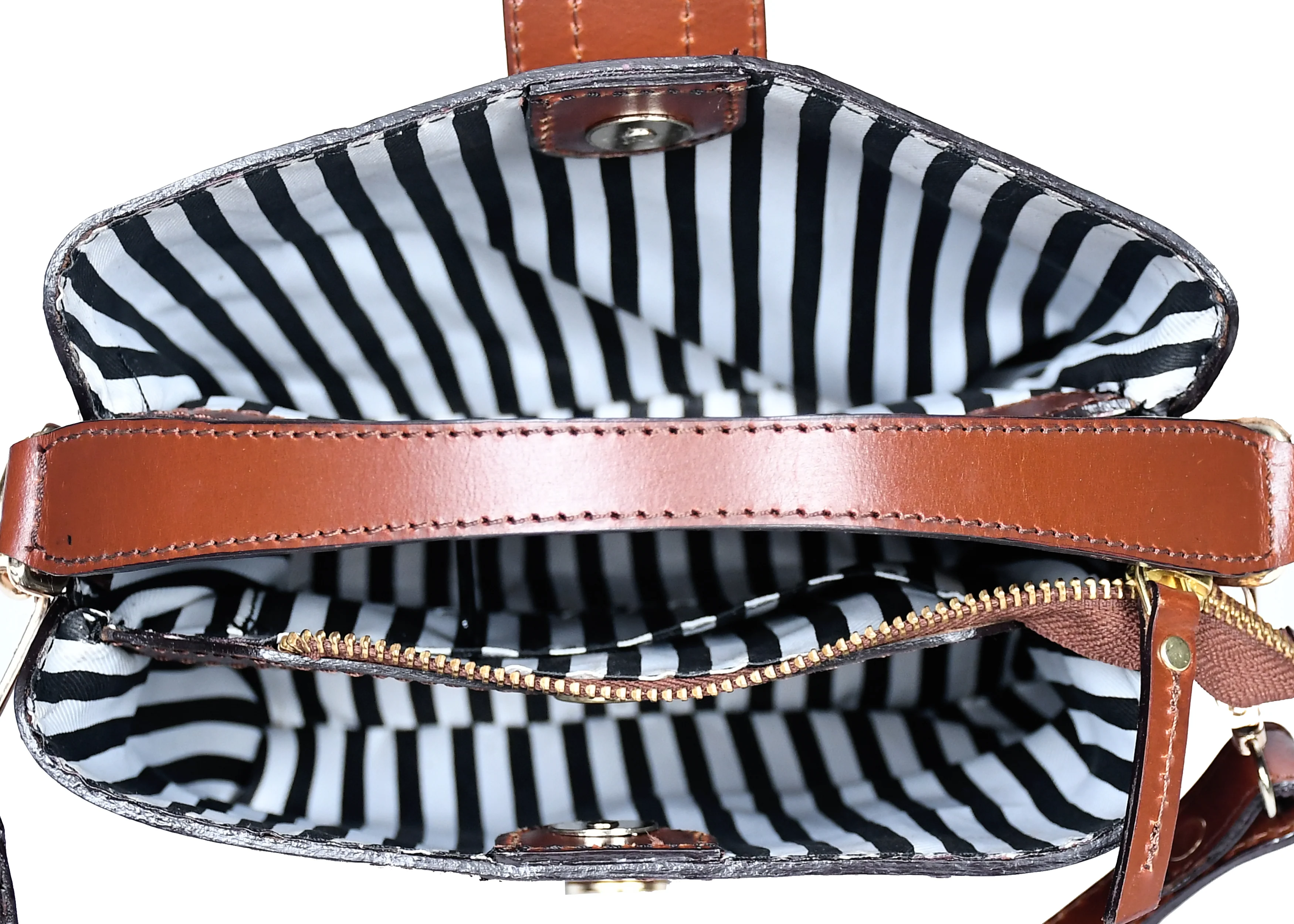 Premium Genuine Leather Structured Handbag with Top Handle & Zip Closure - Image 6