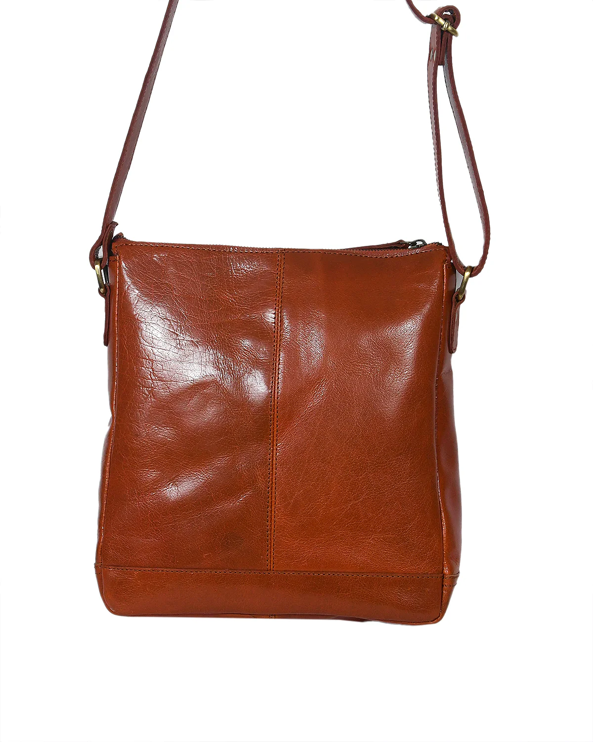 Slim Genuine Leather Crossbody Bag with Buckle Pocket & Multiple Compartments - Image 3