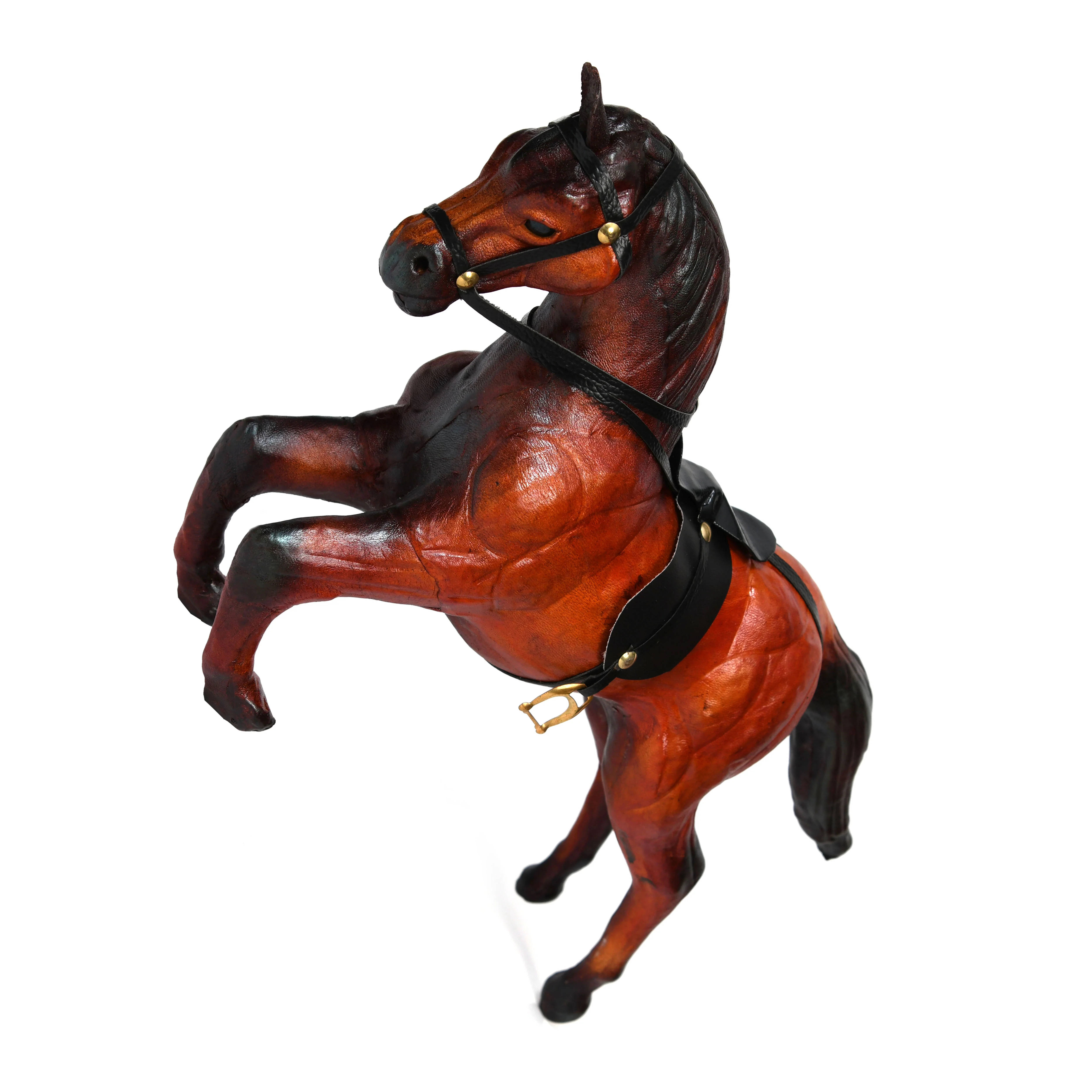 Premium Handcrafted Leather Rearing Horse Showpiece - Image 3
