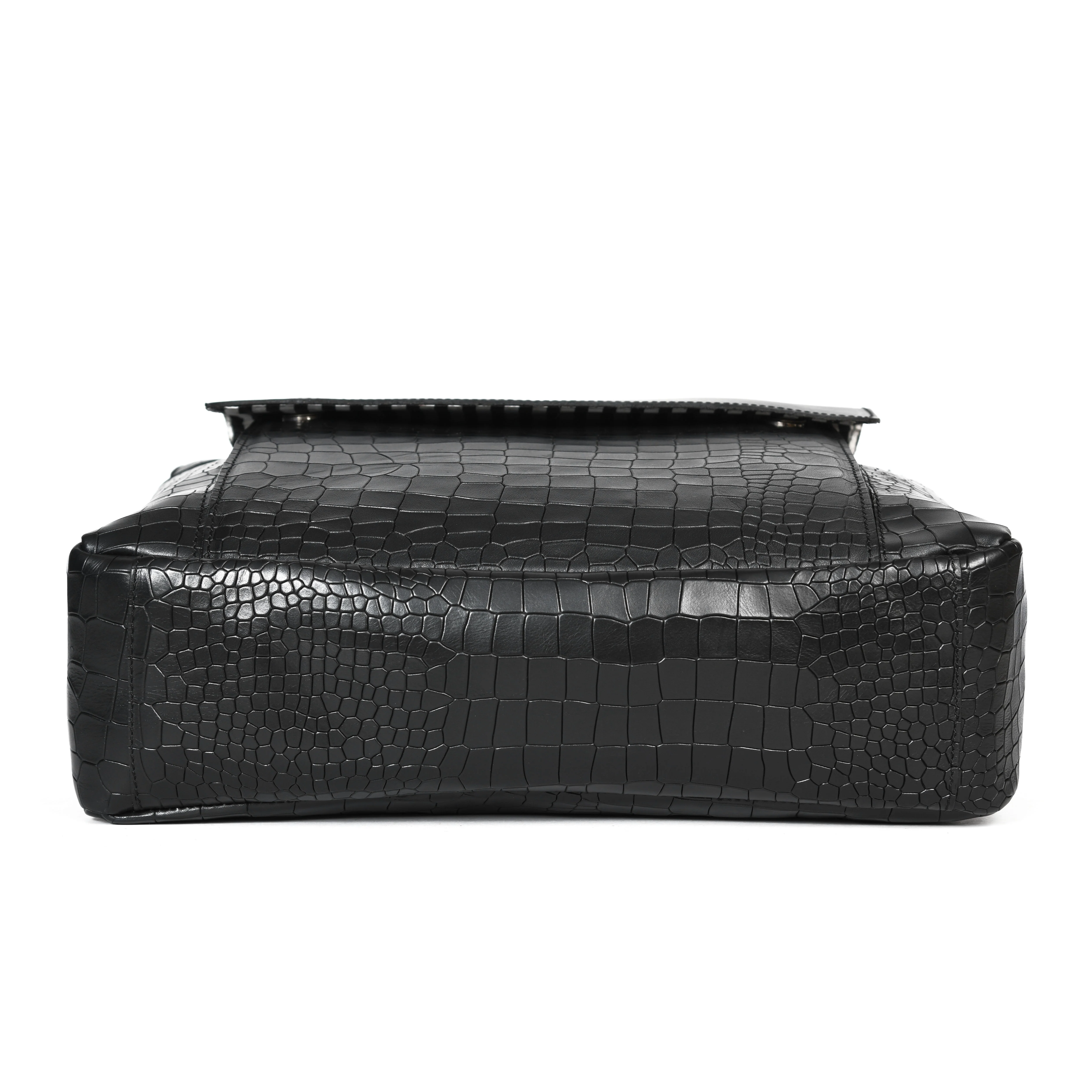 Premium Genuine Croc-Embossed Leather Tote Bag with Zip Compartments & Long Shoulder Straps - Image 18