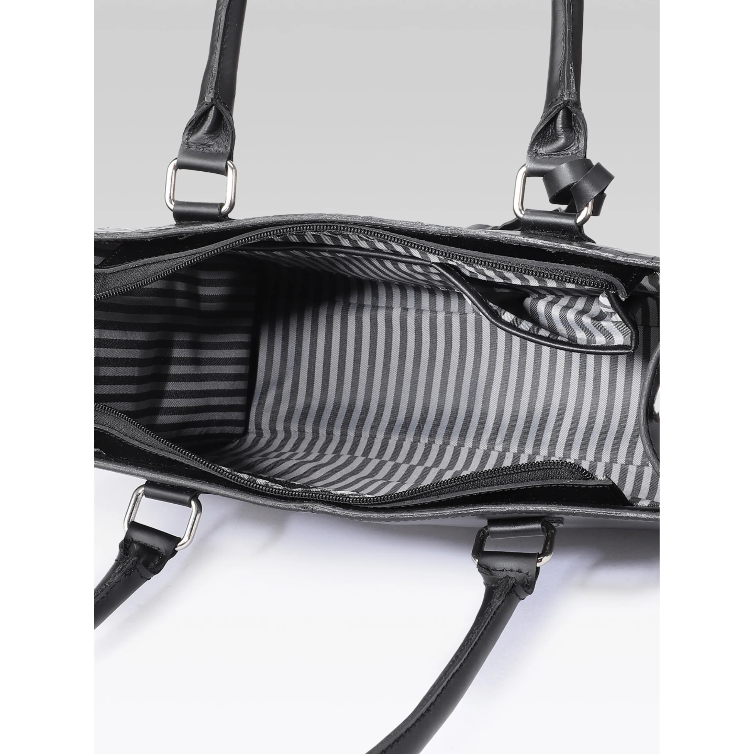 Premium Croc-Embossed Leather Tote with Dual Handles, Zip Closure & Detachable Strap - Image 6