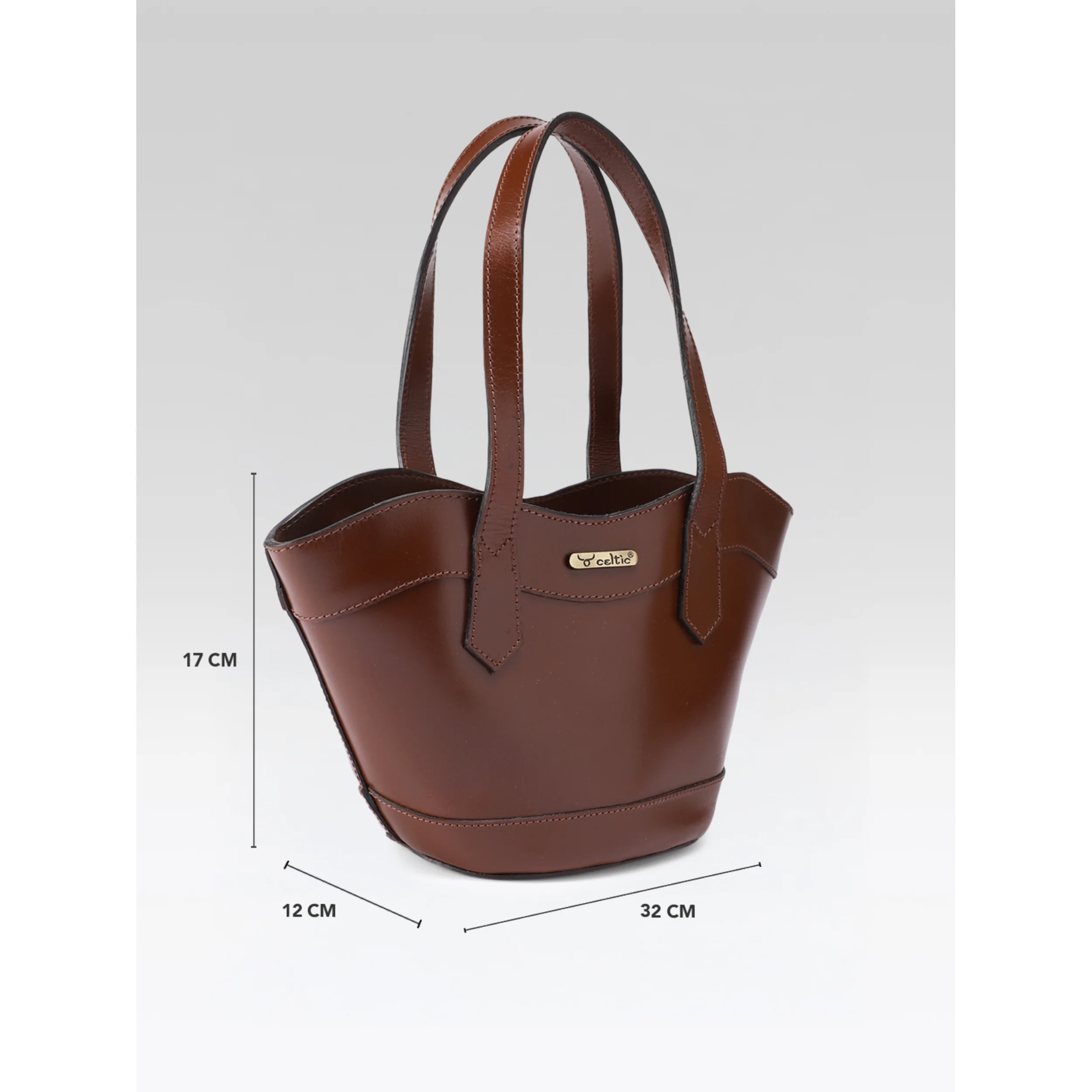 Premium Genuine Leather Mini Tote Bag with Dual Handles & Detachable Shoulder Strap - Image 3