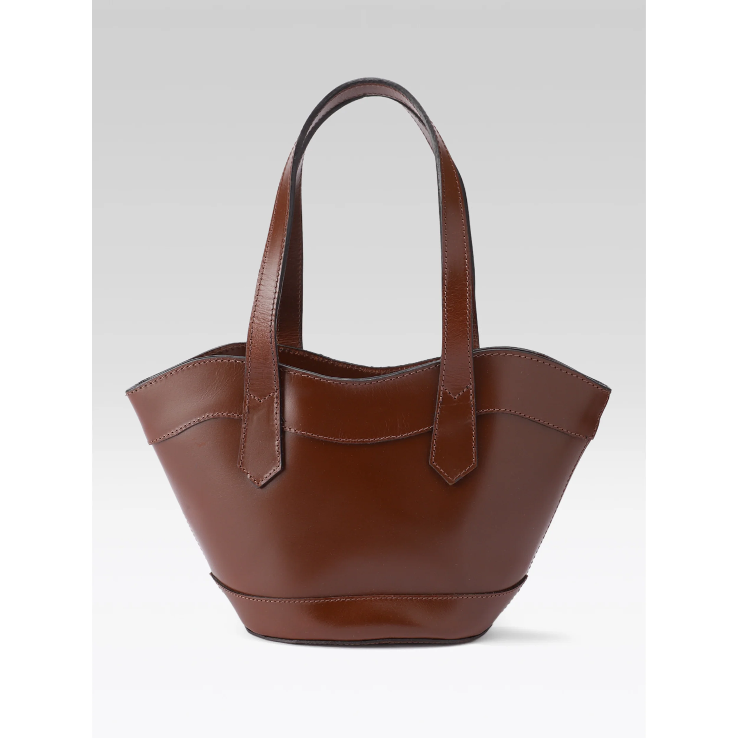 Premium Genuine Leather Mini Tote Bag with Dual Handles & Detachable Shoulder Strap - Image 4