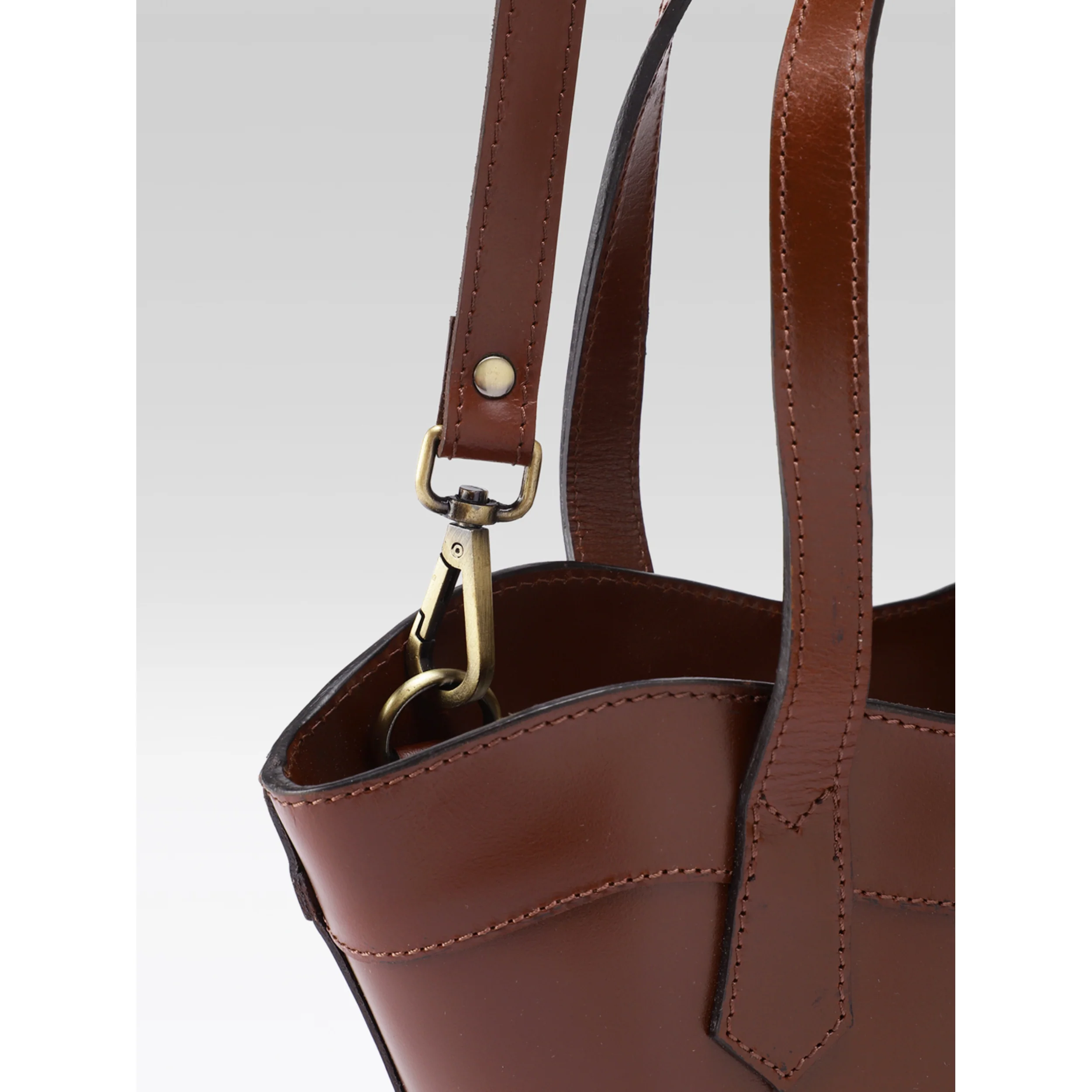 Premium Genuine Leather Mini Tote Bag with Dual Handles & Detachable Shoulder Strap - Image 7