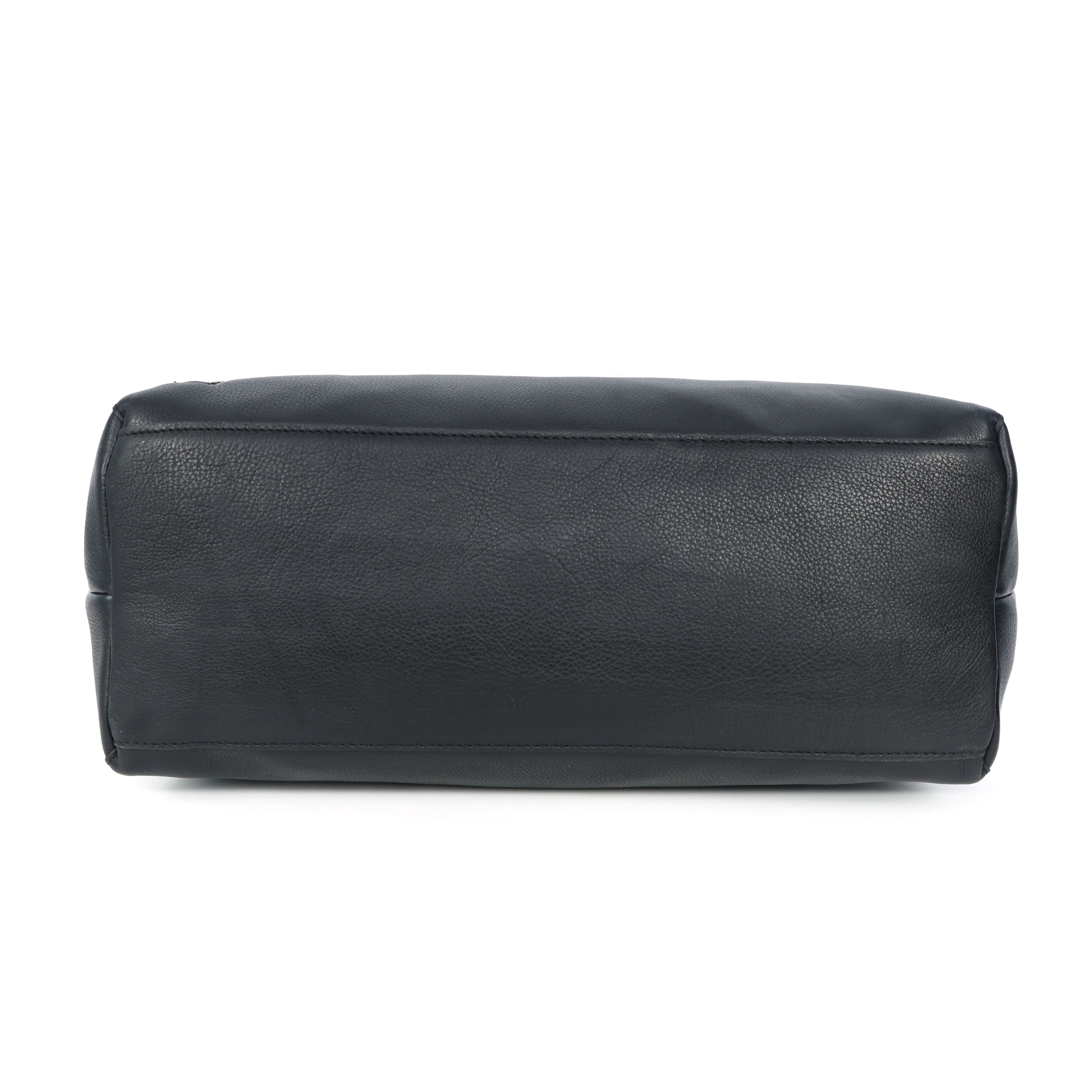 Premium Export Quality Black Leather Tote Bag with Chain Handles & Zip Closure - Image 5