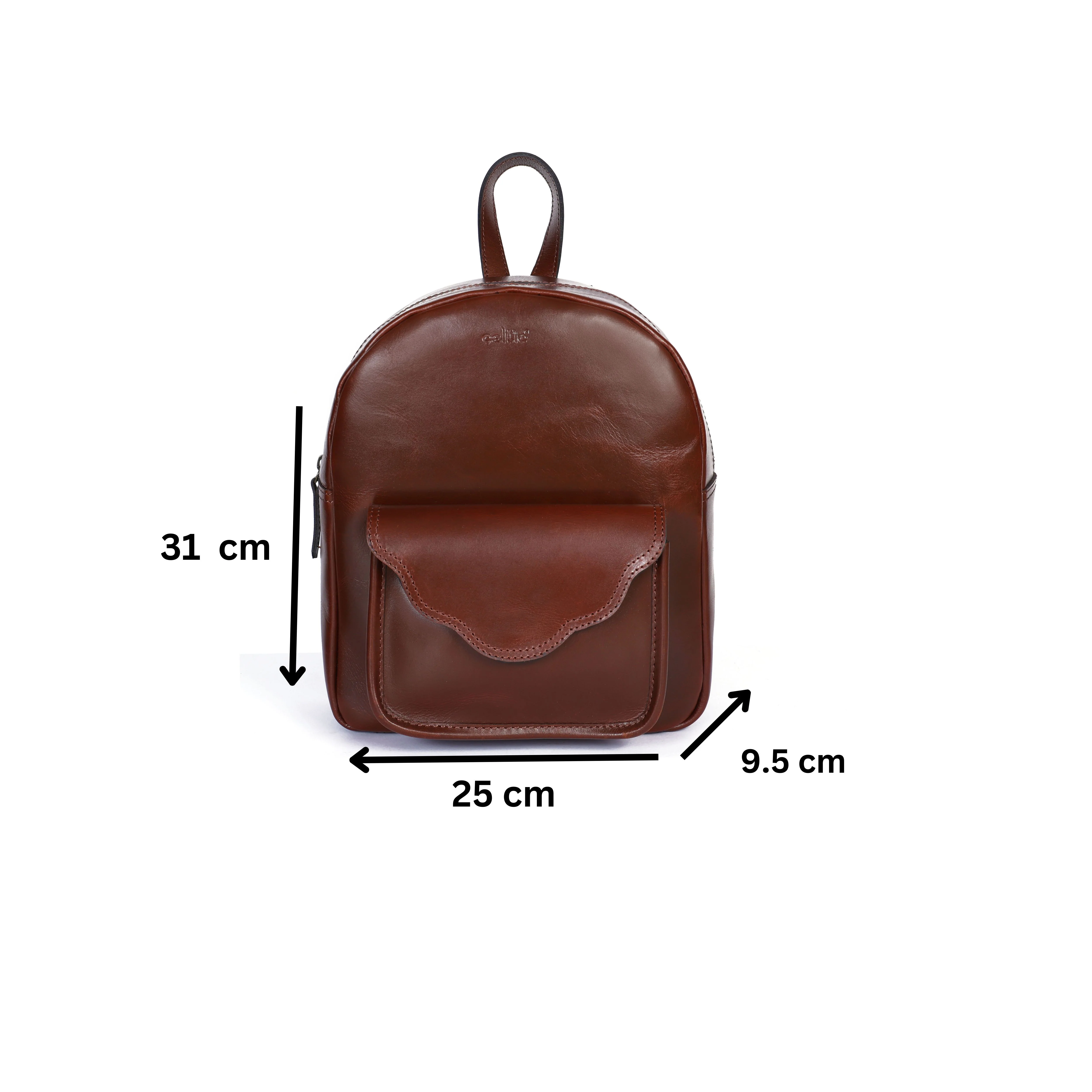 Genuine Leather Mini Backpack for Women with Front Pocket Classic Brown Daypack - Image 6
